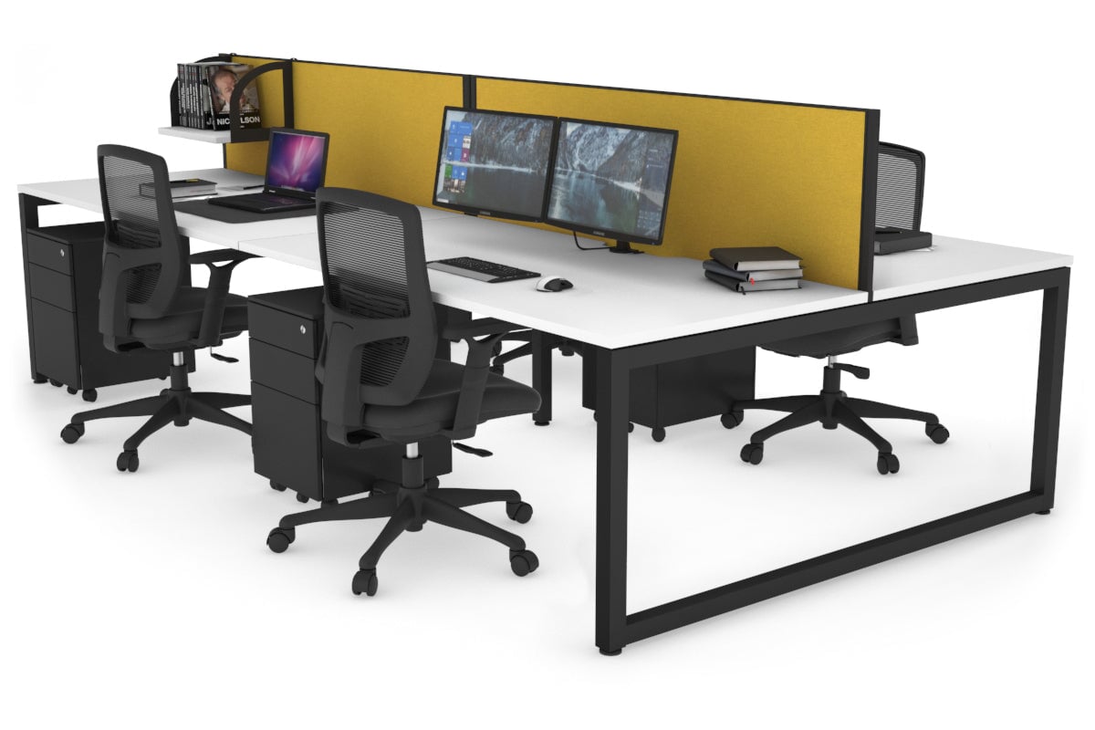 Quadro Loop Legs 4-Person Office Workstation - 1400L x 800W with Cable Management Scallop - Perfect for Collaborative Workspaces & Open Office Environments