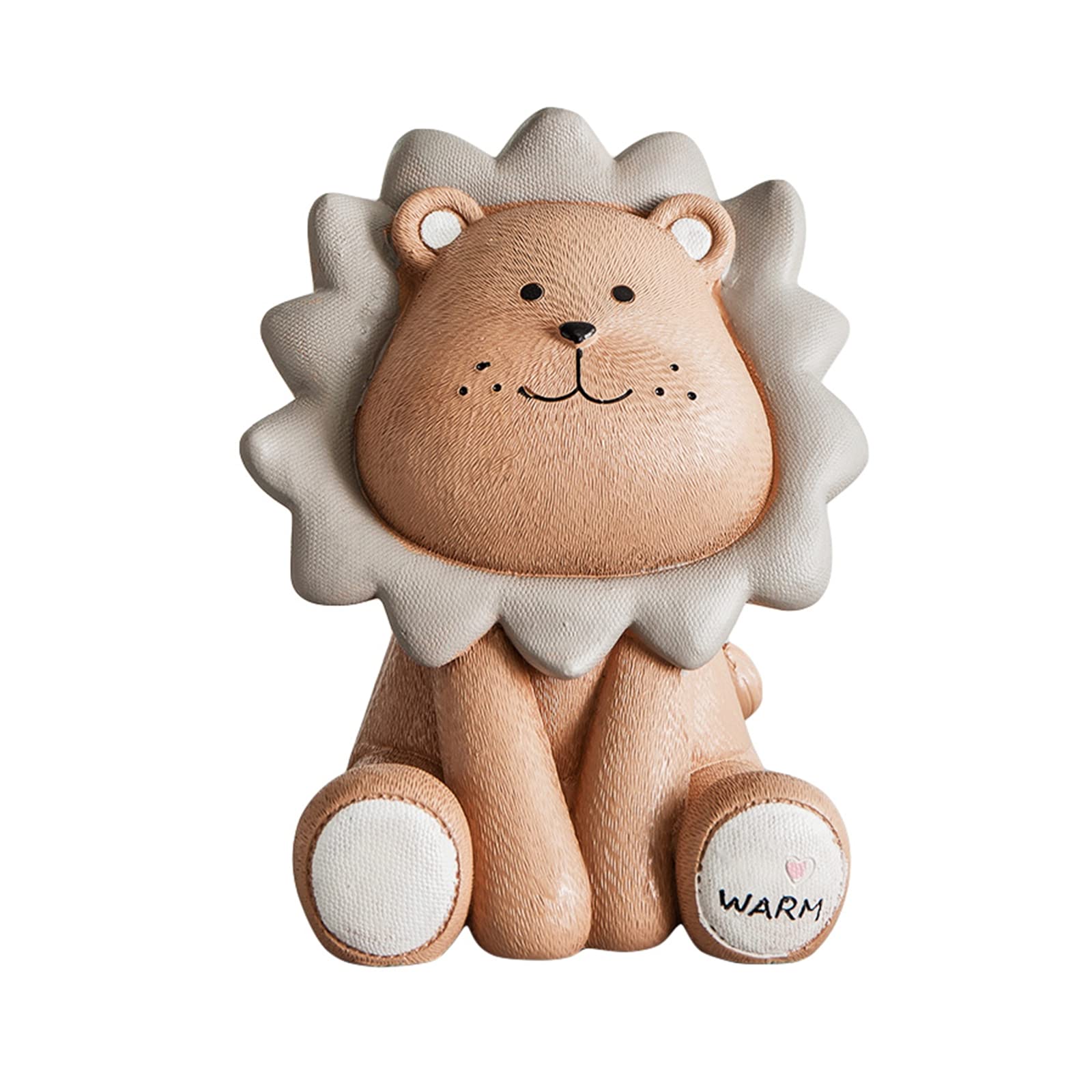 Smile Lion Piggy Bank - Cartoon Animal Money Saving Coin Bank with Withdrawal Function, Resin Coin Pot for Kids & Children (Brown, Large 16x15x21cm) - Perfect for Birthday Gifts, Allowance Savings & Financial Education