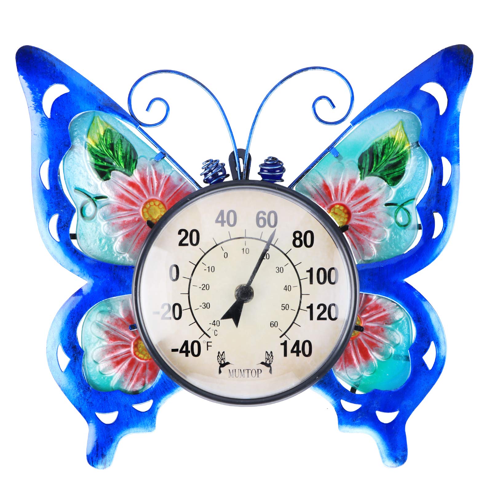 Wireless Indoor Outdoor Thermometer with Hygrometer - Wall Mounted Temperature Gauge for Home, Garden & Patio - Battery-Free Butterfly Design Home Decor for Living Room, Greenhouse & Backyard