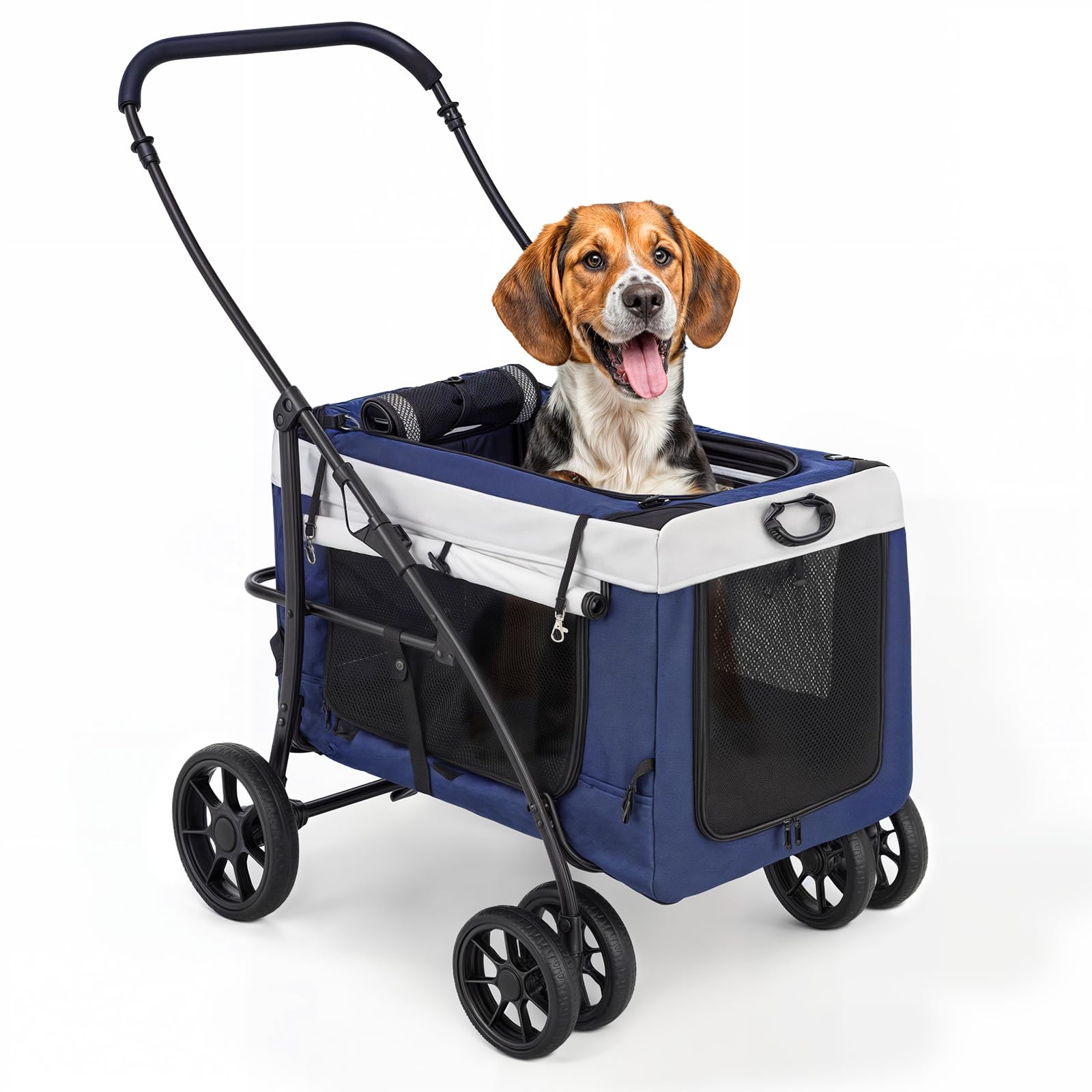 **MoNiBloom 4-Wheel Pet Stroller for Dogs & Cats - Detachable Carrier, Collapsible Travel Cart, Soft Dog Crate - Perfect for Jogging, Shopping & Outdoor Adventures**