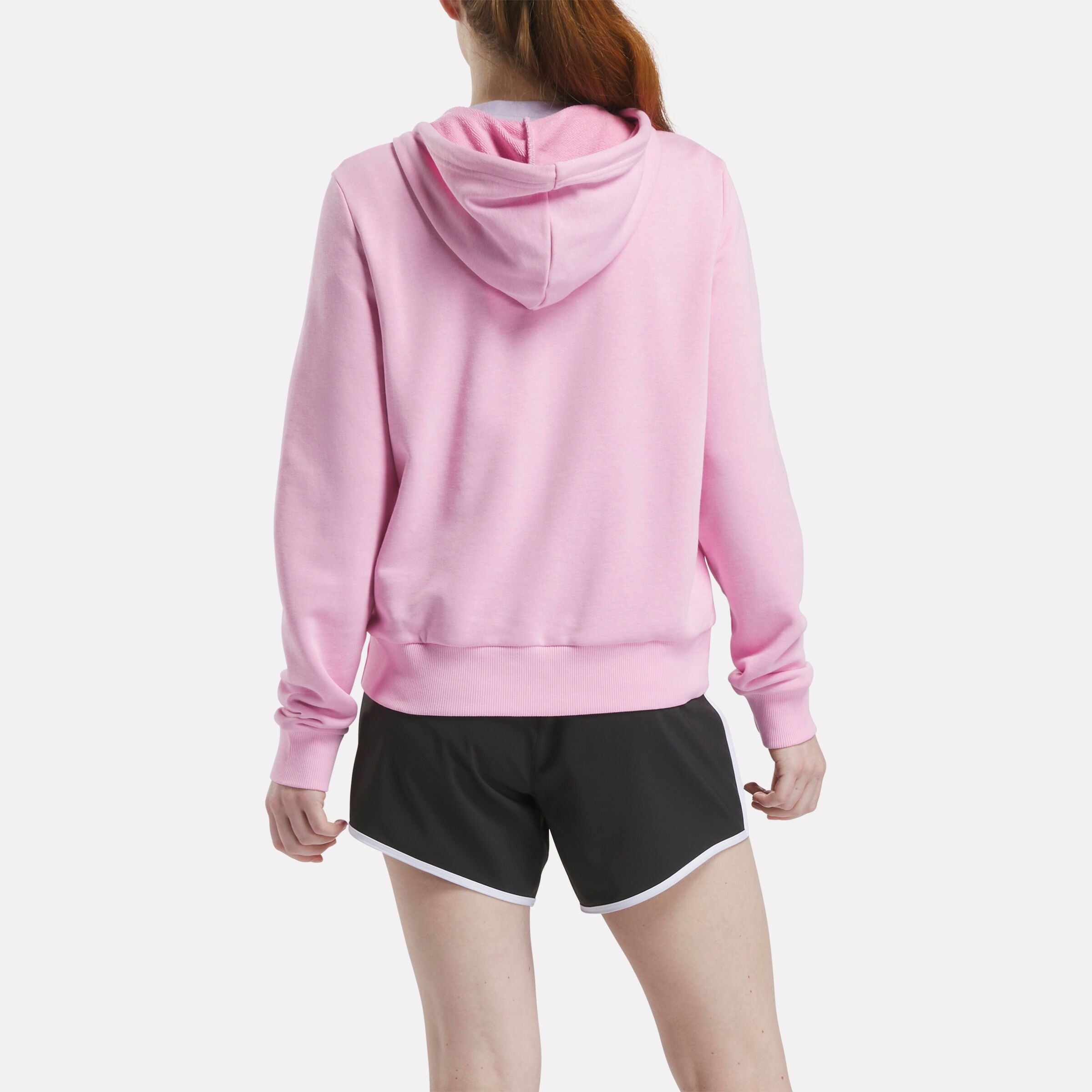 Reebok Identity Small Logo French Terry Full Zip Hoodie Sweatshirt for Women - Astro Rose | Comfortable & Stylish Casual Wear for Gym, Running, and Everyday Outfits