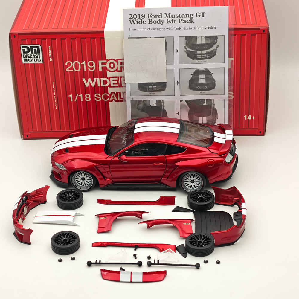 2019 Ford Mustang GT 1/18 Scale Diecast Model Car with Widebody Kit - Red RHD Collectible for Car Enthusiasts | Perfect for Display, Gifts, and Hobby Collections