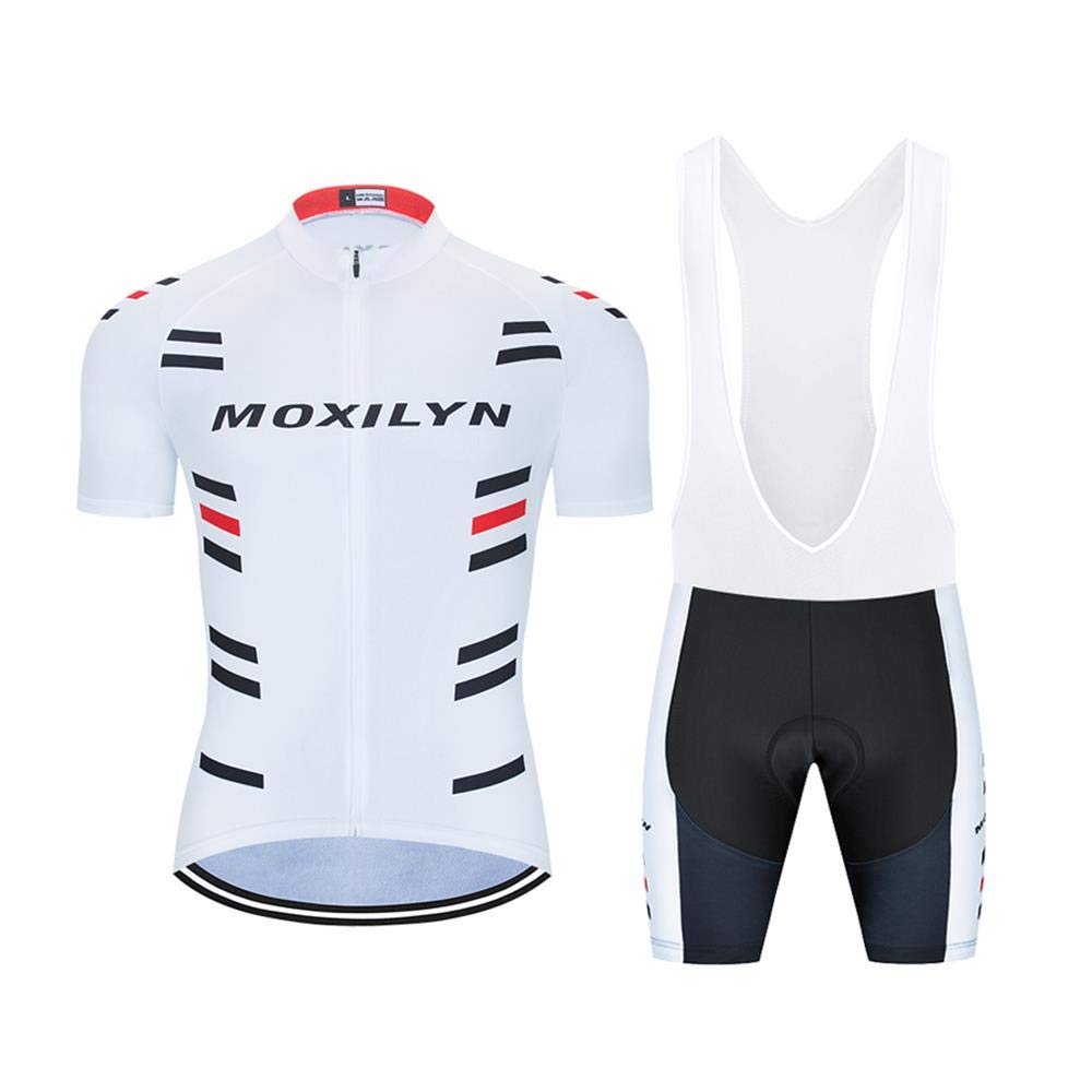 MOXILYN Men's Cycling Jersey & Bib Shorts Set - Breathable Short Sleeve MTB Bike Shirt with 20D Gel Padding for Mountain Biking & Road Cycling | Perfect for Training, Racing & Outdoor Sports