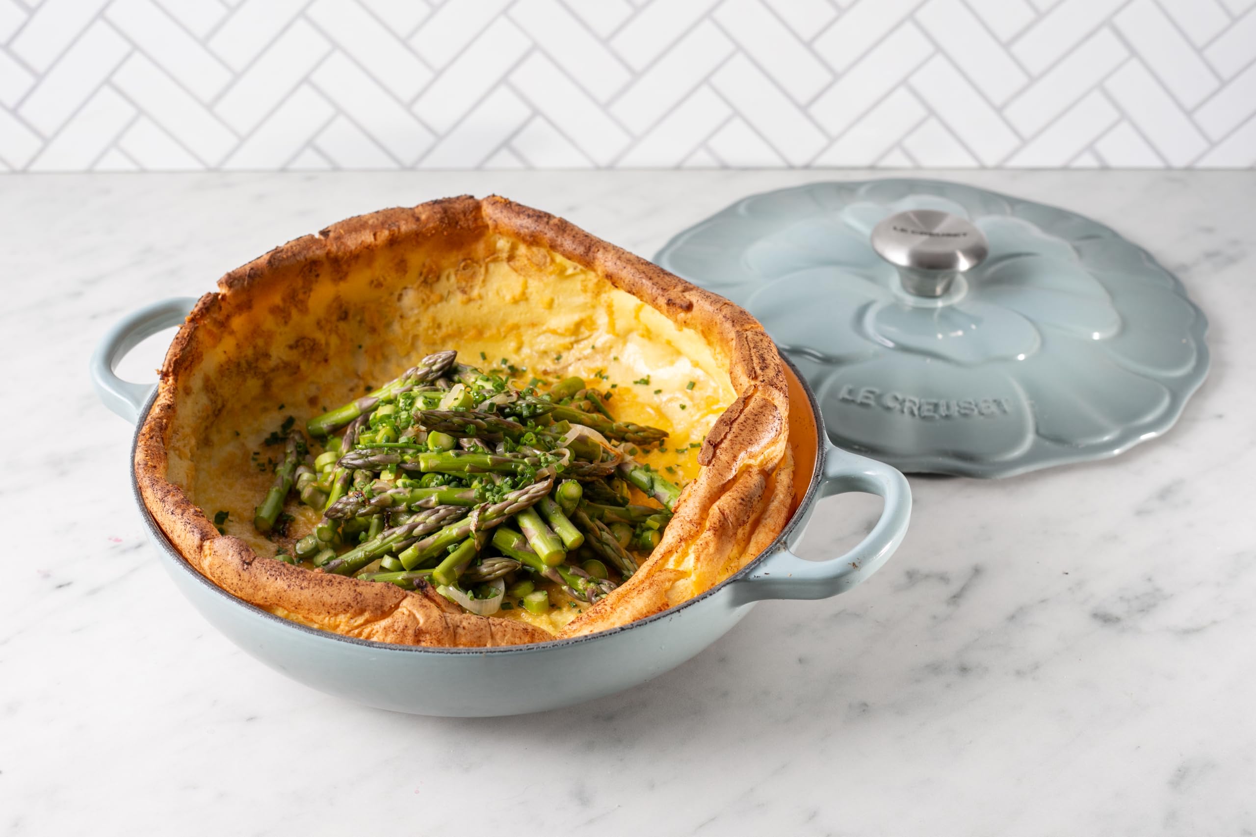 Le Creuset Signature Enameled Cast Iron Petal Braiser 2.25 Quart - Sea Salt Color | Dutch Oven for Braising, Roasting & Sautéing | Perfect for Stovetop, Oven & Table Serving