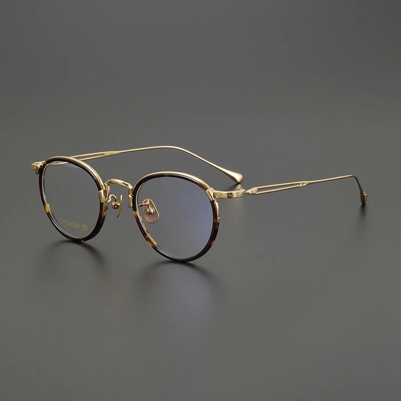 Unisex Black Full Rim Oval Titanium Acetate Eyeglasses E046 - Lightweight & Durable for Work, Reading & Fashion