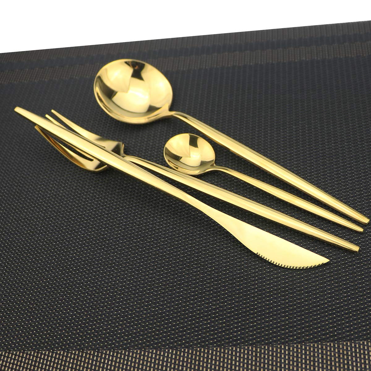Premium Gugrida 40-Piece Stainless Steel Flatware Set - 18/10 Mirror Polished Silverware (Forks, Spoons, Knives) - Service for 10 - Elegant Gold Cutlery Set for Dining, Wedding Gifts & Home Entertaining - Durable Reusable Utensils for Restaurants, Parties & Everyday Use