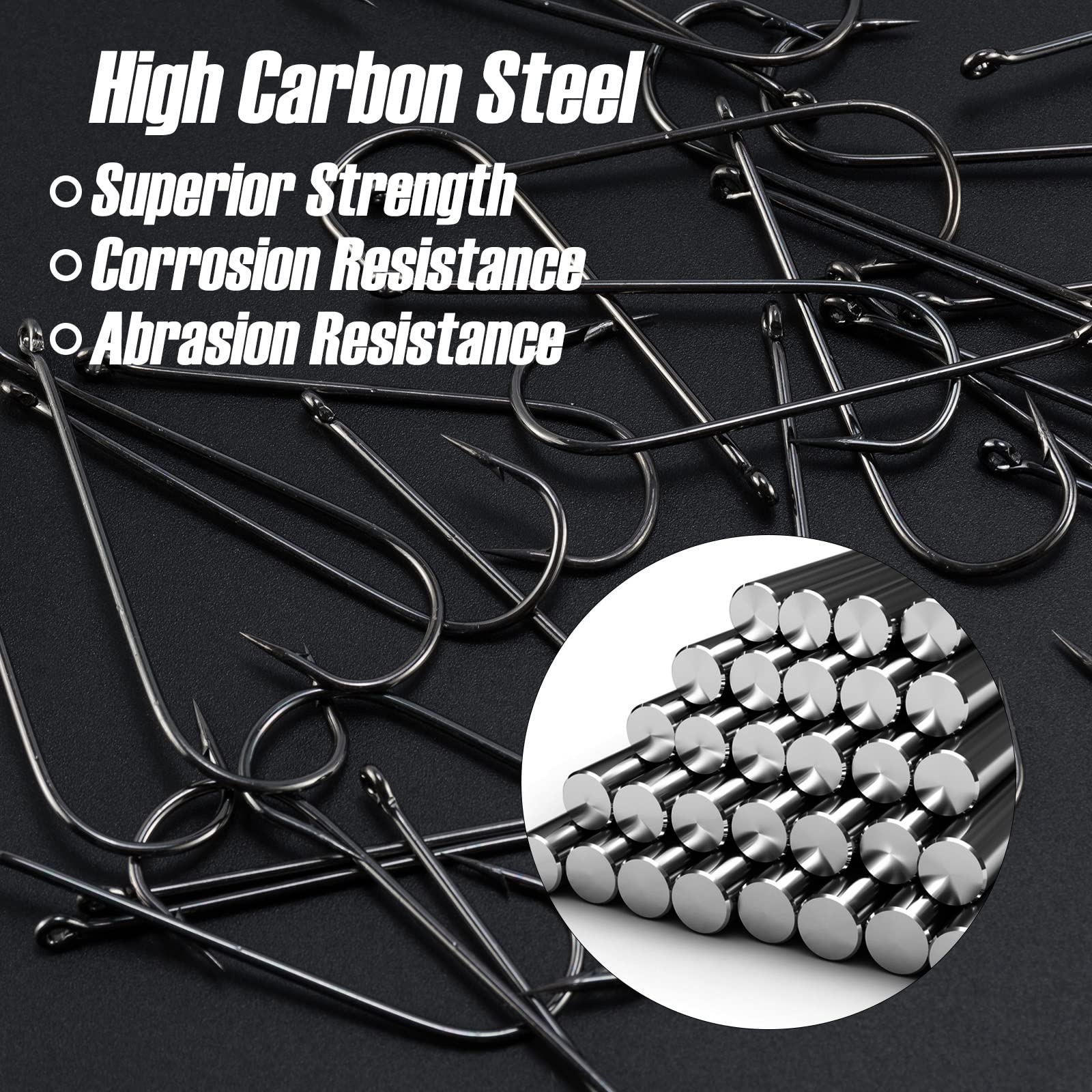 Dr.Fish 100 Pack Aberdeen Fishing Hooks - Freshwater Straight Shank Light Wire Worm Hooks for Bass, Crappie, Bream, Bluegill & Panfish - Ideal for Shore Fishing, Kayak Angling & Ice Fishing