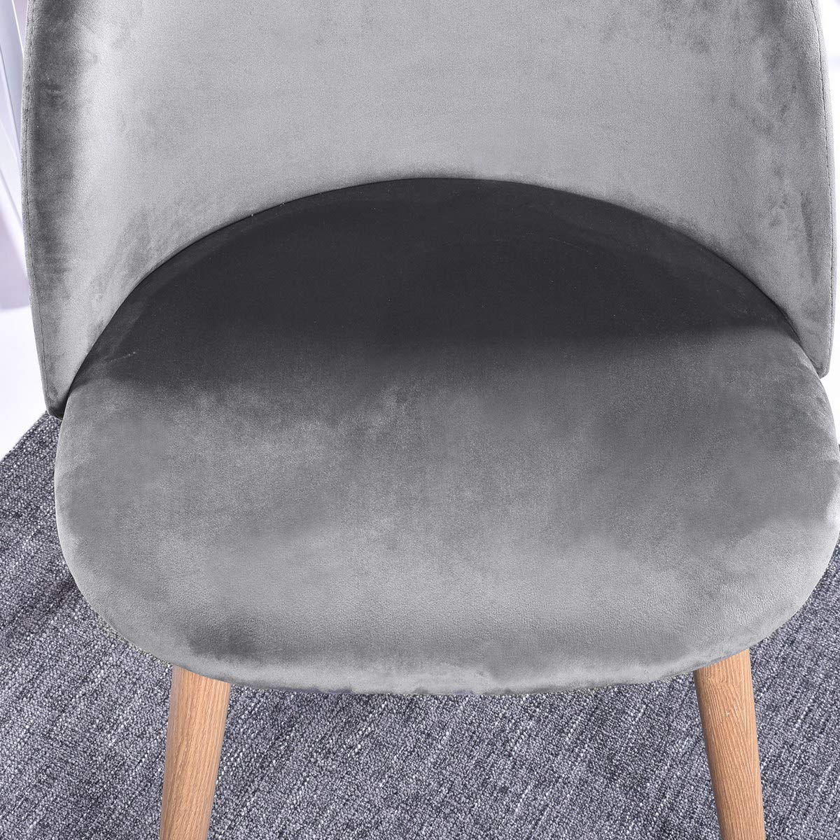 CozyCasa Modern Velvet Dining Chairs Set of 2 - Grey Upholstered Armchairs with Comfortable Seat for Living Room, Kitchen & Guest Room | Perfect for Dinner Parties, Home Decor & Accent Seating