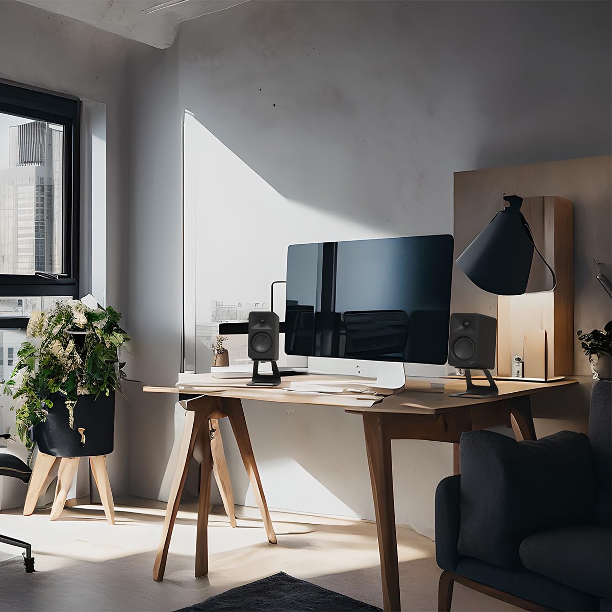 Kanto ORAMB 100W Bluetooth 5.0 Computer Speakers with USB-C Input - Bi-Amplified Desktop Audio System | 100Hz Auto Crossover | Studio Monitor Sound Quality | Perfect for Gaming, Music Production & Home Office (Black)