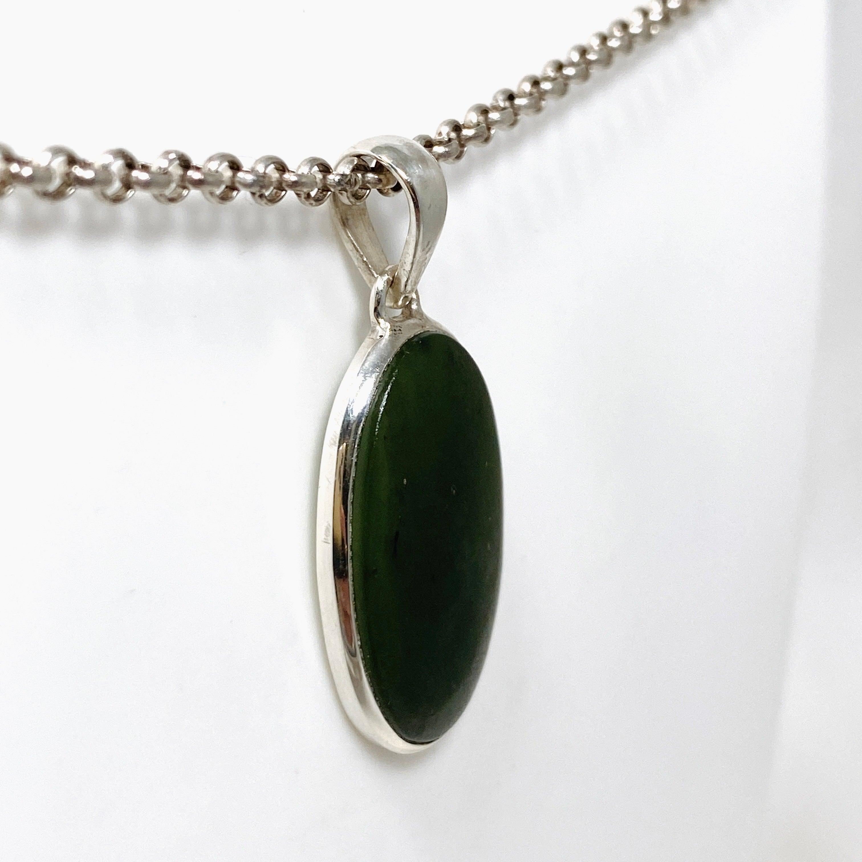 Natural Siberian Jade Nephrite Oval Pendant Necklace - Handcrafted Gemstone Jewelry for Women - Perfect for Gifts, Meditation & Spiritual Healing