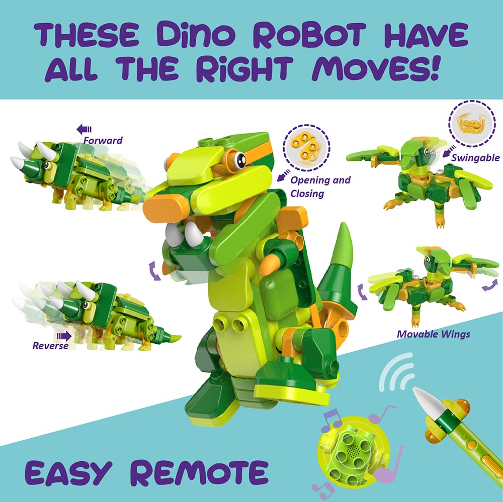BOTZEES GO! STEM Dinosaur Robot Building Kit for Kids Ages 3+ - Remote Control Electric Dinosaur Toy with RC Magic Stick & App Control - Educational STEM Learning Toy for Boys & Girls - Perfect for Birthday Gifts, Classroom Activities & Interactive Playtime
