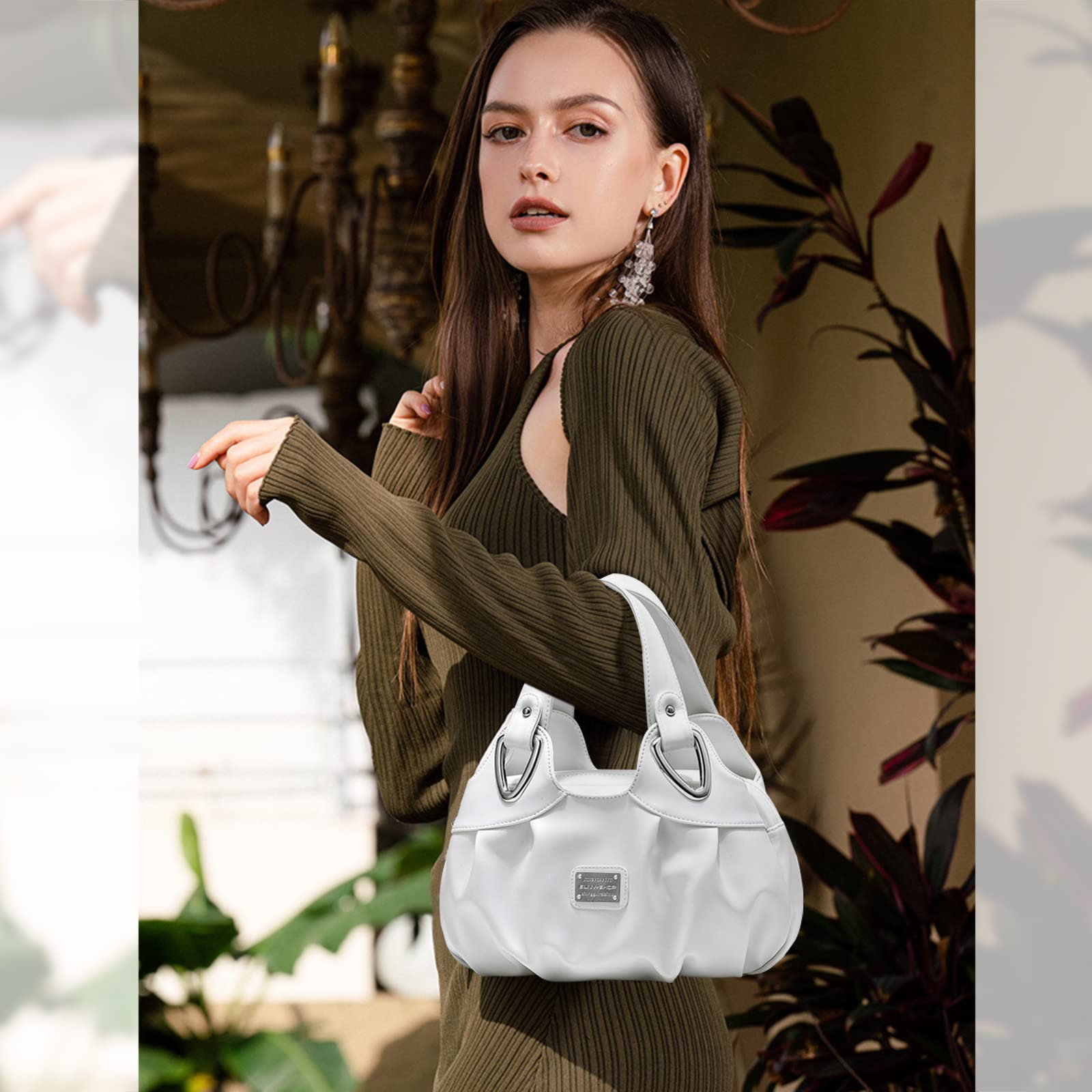 NICOLE & DORIS Women's Floral PU Leather Handbags - Elegant Top Handle & Shoulder Bag for Work, Party & Daily Use | Fashion Ladies Purse & Tote