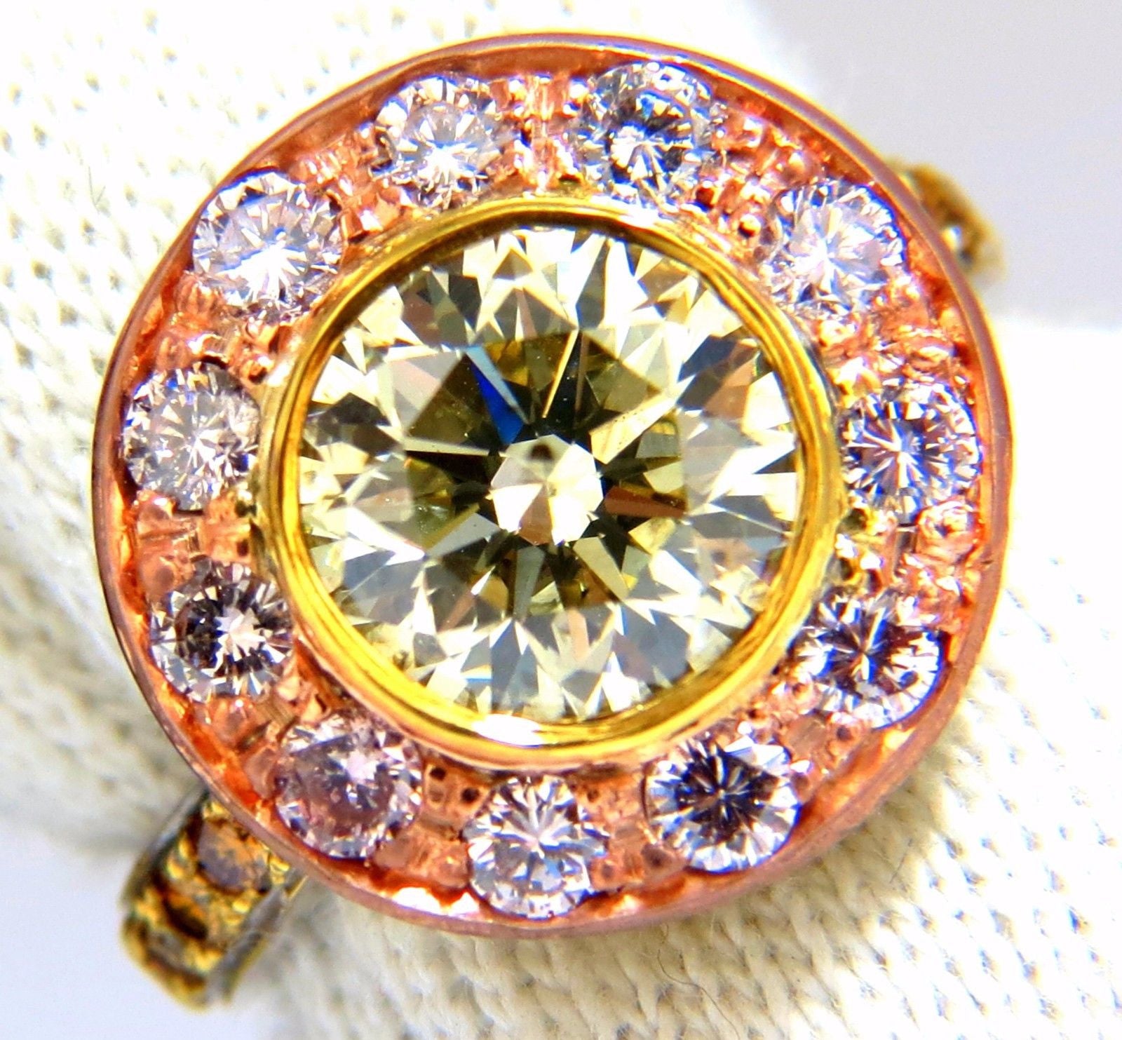 GIA Certified 3.67 Carat Fancy Round Diamond Ring - Circular Flush Deck Setting for Engagement, Wedding & Anniversary Gifts