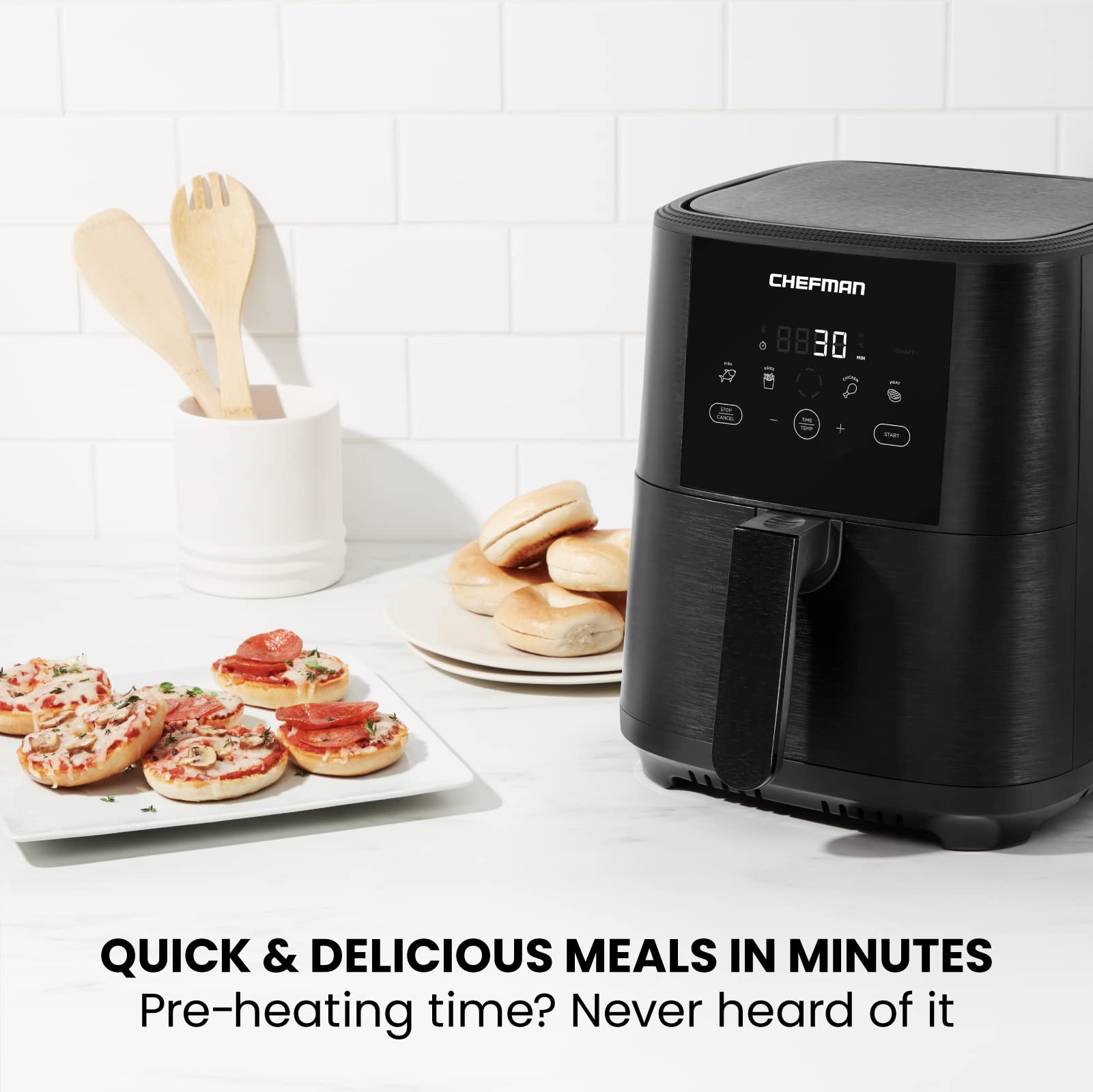 Chefman TurboFry Touch 8-Quart Digital Air Fryer - Large Family Size Healthy Oil-Free Cooker with One-Touch Controls & Presets for Fries, Chicken, Meat, Fish - Nonstick Dishwasher-Safe Basket - Perfect for Quick Meals, Snacks & Family Dinners (Black)