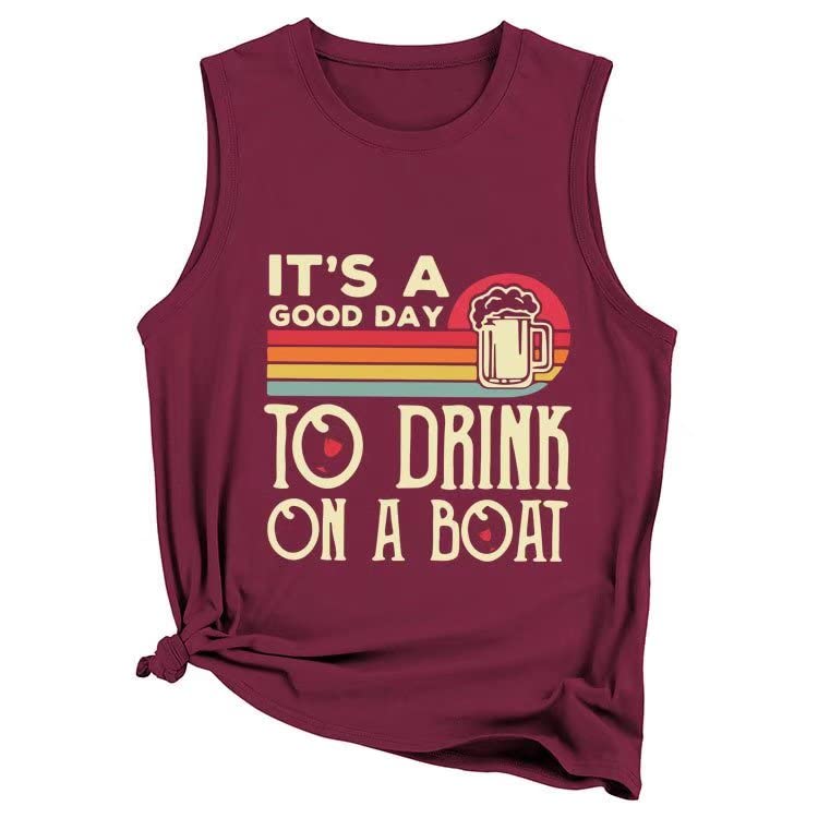 Funny Wine Glass Pattern Sleeveless Tank Tops for Women - Summer Casual Shirts - Perfect for Beach Parties, Girls Night Out & Summer Vacations