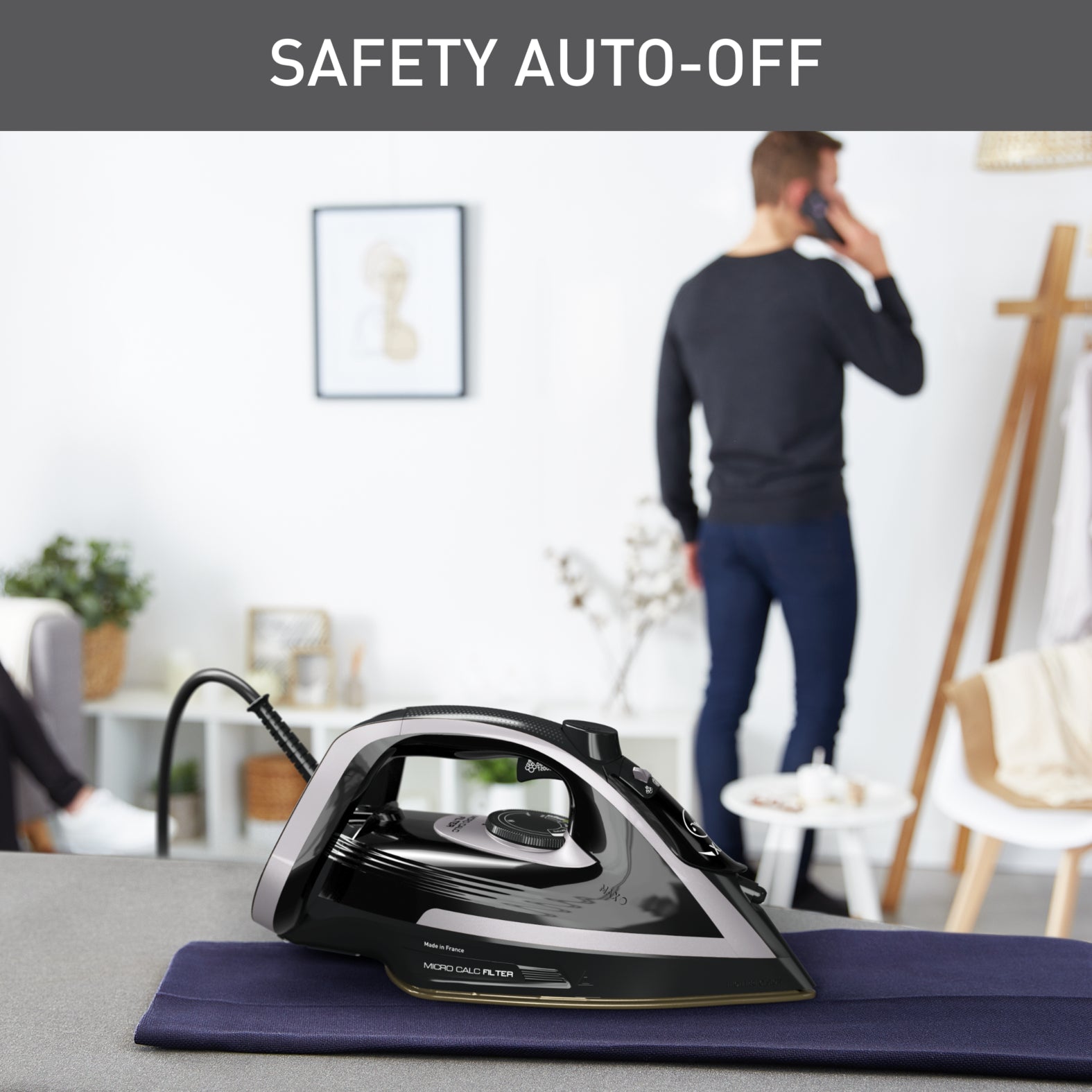 Tefal Puregliss Anti-Calc Steam Iron FV8062 - Black & Shady | 1750W Powerful Steam, Self-Cleaning | Perfect for Delicate Fabrics, Wrinkle Removal & Home Ironing