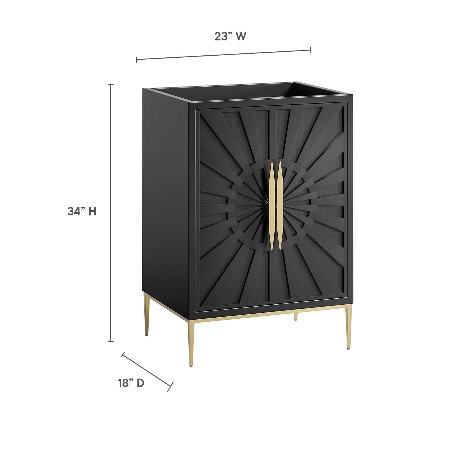 Modway Awaken 24-Inch Black Bathroom Vanity Cabinet with Mirror - Modern Storage Solution for Small Bathrooms, Powder Rooms & Master Baths