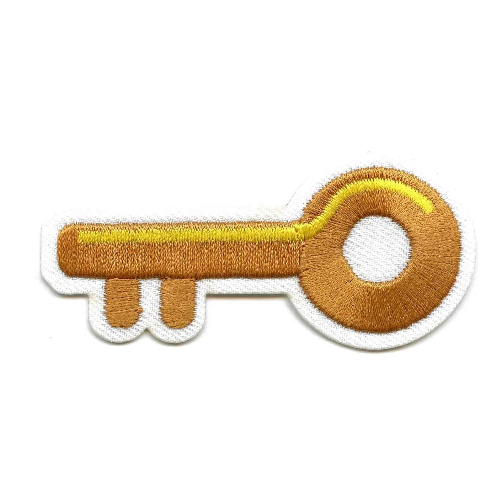 Gold Key Patch Lock Iron-On Applique for DIY Clothing, Bags & Accessories - Perfect for Denim Jackets, Backpacks & Home Decor