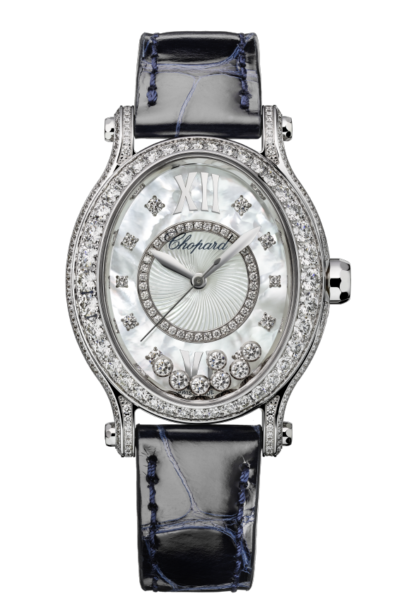 Chopard Happy Sport 18K White Gold Diamond Watch - Luxury Swiss Women's Wristwatch for Elegant Occasions & Special Events