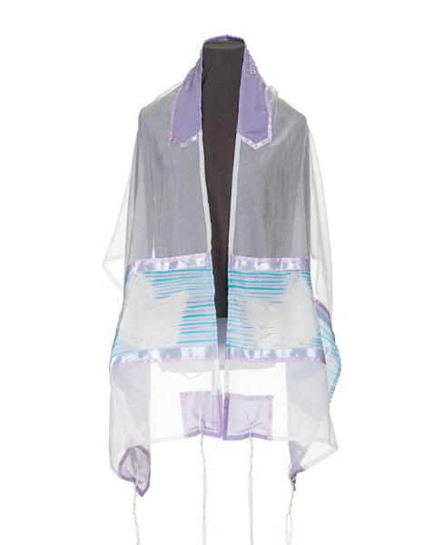 Elegant Doves of Peace Tallit for Women - Handmade Jewish Prayer Shawl for Synagogue & Religious Ceremonies