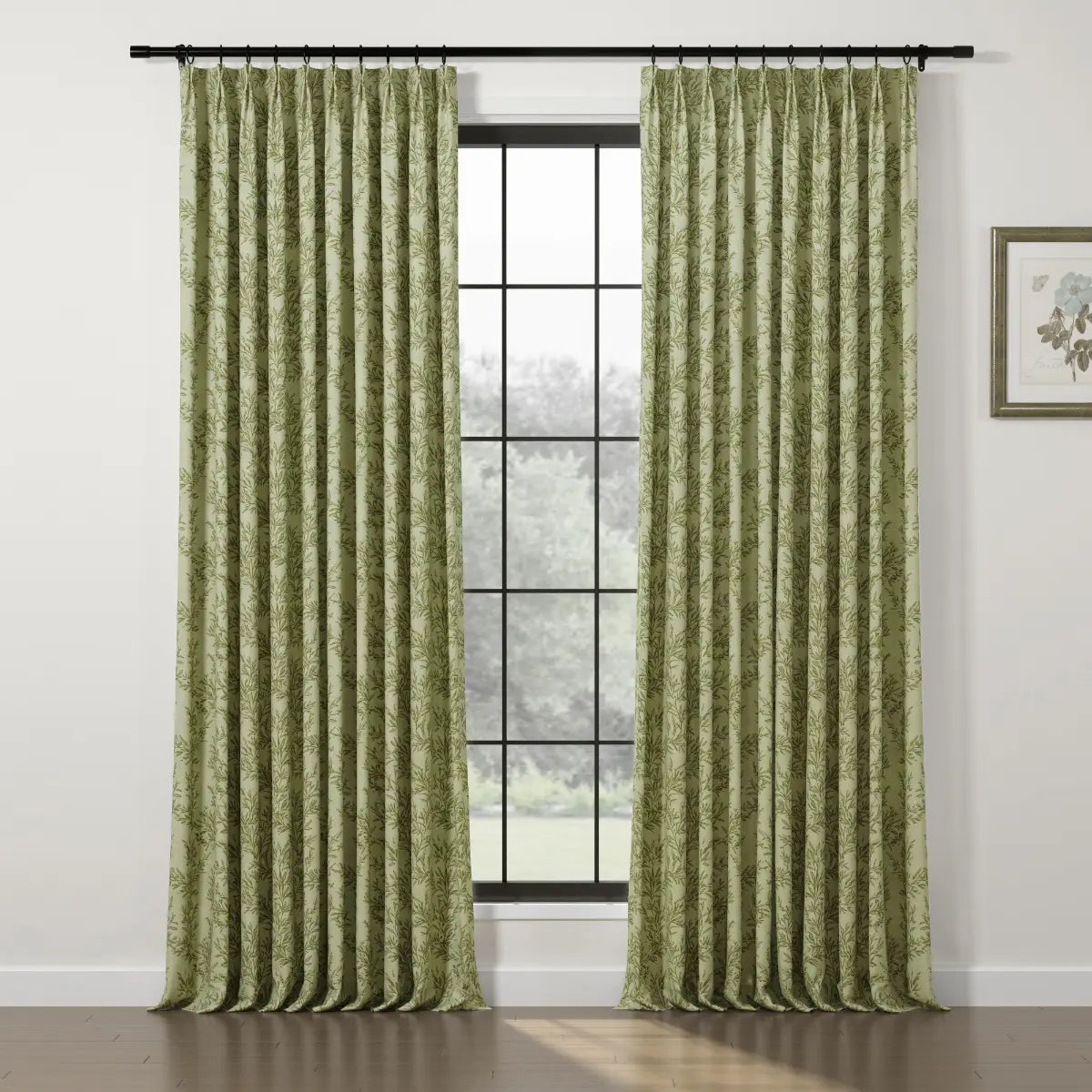 Elegant Sara Le Print Linen Drapery Pleated Curtains - Soft Textured Window Treatments for Living Room & Bedroom Decor