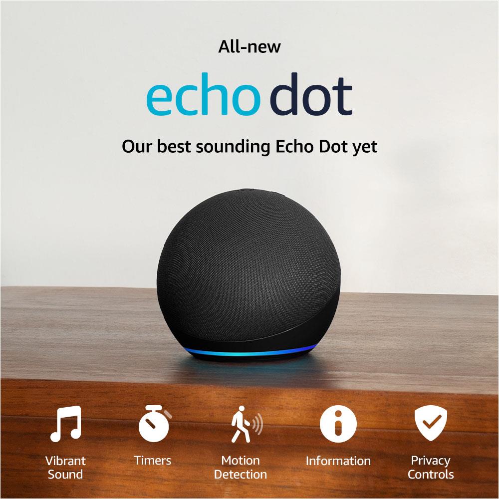 Amazon Echo Dot (5th Gen) Smart Speaker with Alexa - Deep Sea Blue | Voice Control, Smart Home Hub, Music Streaming | Perfect for Bedroom, Kitchen & Home Office