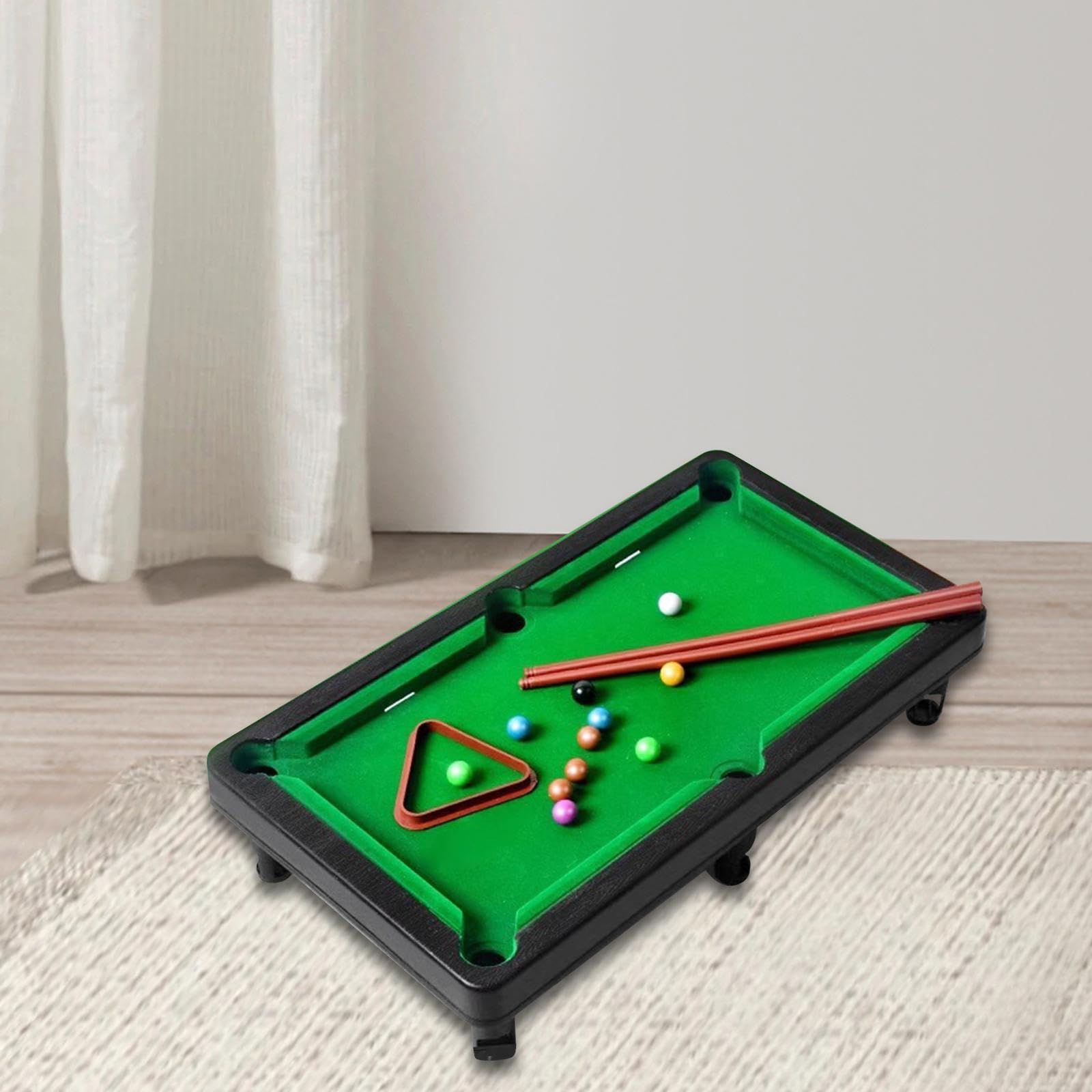 Mini Tabletop Pool Set - Portable Home Billiards Game with Desktop Balls for Friends, Family, Bedroom, Nursery, Office & Party Fun