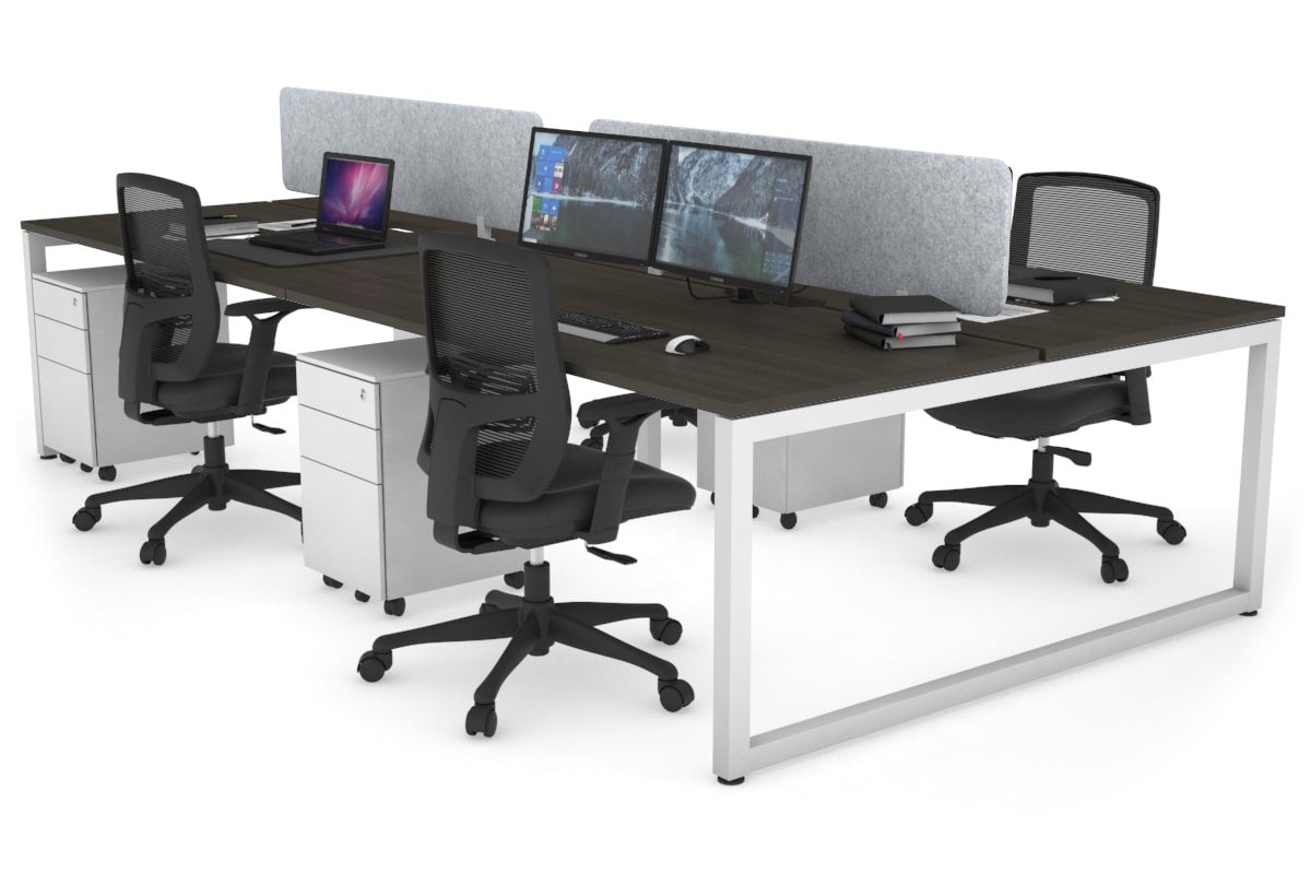 Quadro Loop Legs 4-Person Office Workstation - 1400L x 800W with Cable Management Scallop - Perfect for Collaborative Workspaces & Open Office Environments