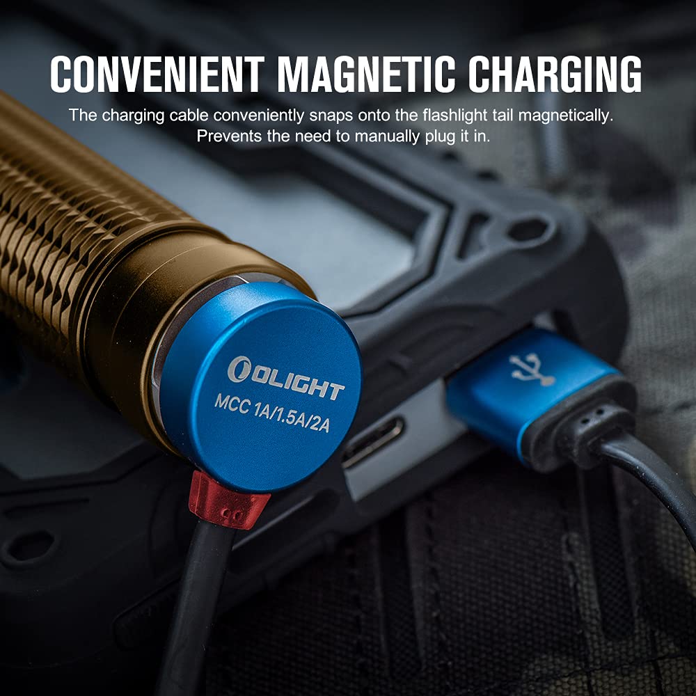 Olight Warrior Mini 2 Tactical Flashlight - 1750 Lumens, Rechargeable, Dual Switch & Proximity Sensor | High Performance LED for EDC, Outdoor, Camping, Emergency & Tactical Use (Desert Tan)
