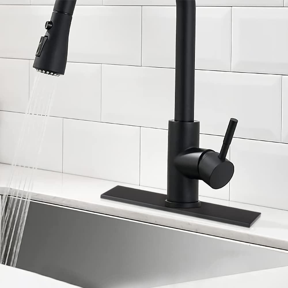 10 Inch Stainless Steel Faucet Deck Plate - Black Hole Cover for 1 or 3 Hole Kitchen & Bathroom Sinks - Durable Mounting Hole Cover for Unused Openings - Perfect for Modern Home Renovation and Sink Upgrades