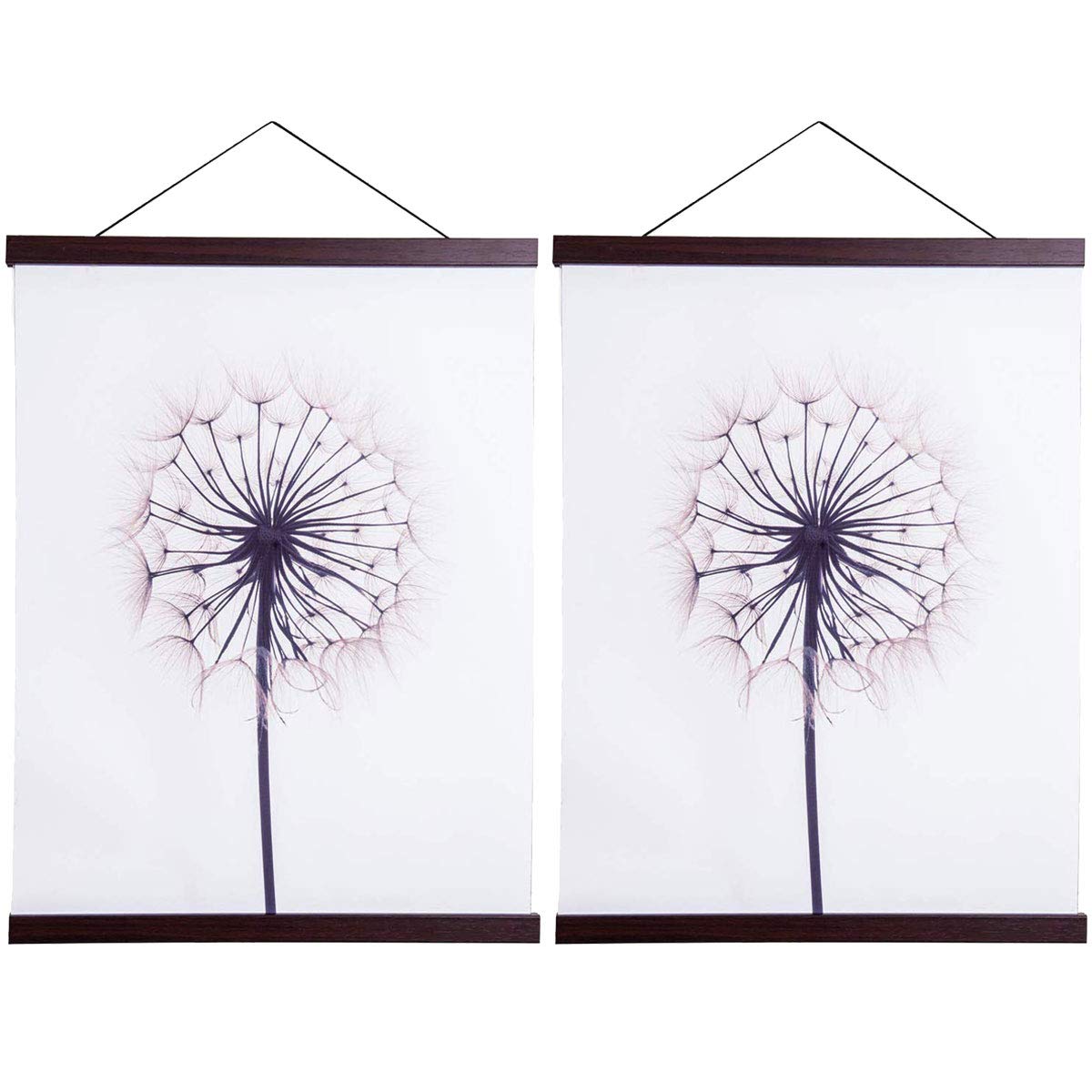 2 Pack Magnetic Poster Hanger Frame - 40x27/40x30/40x60 Light Wood Wooden Magnet Canvas Artwork Print Hanging Kit (Walnut, 40 Inch) - Perfect for Gallery Walls, Home Decor & Office Displays