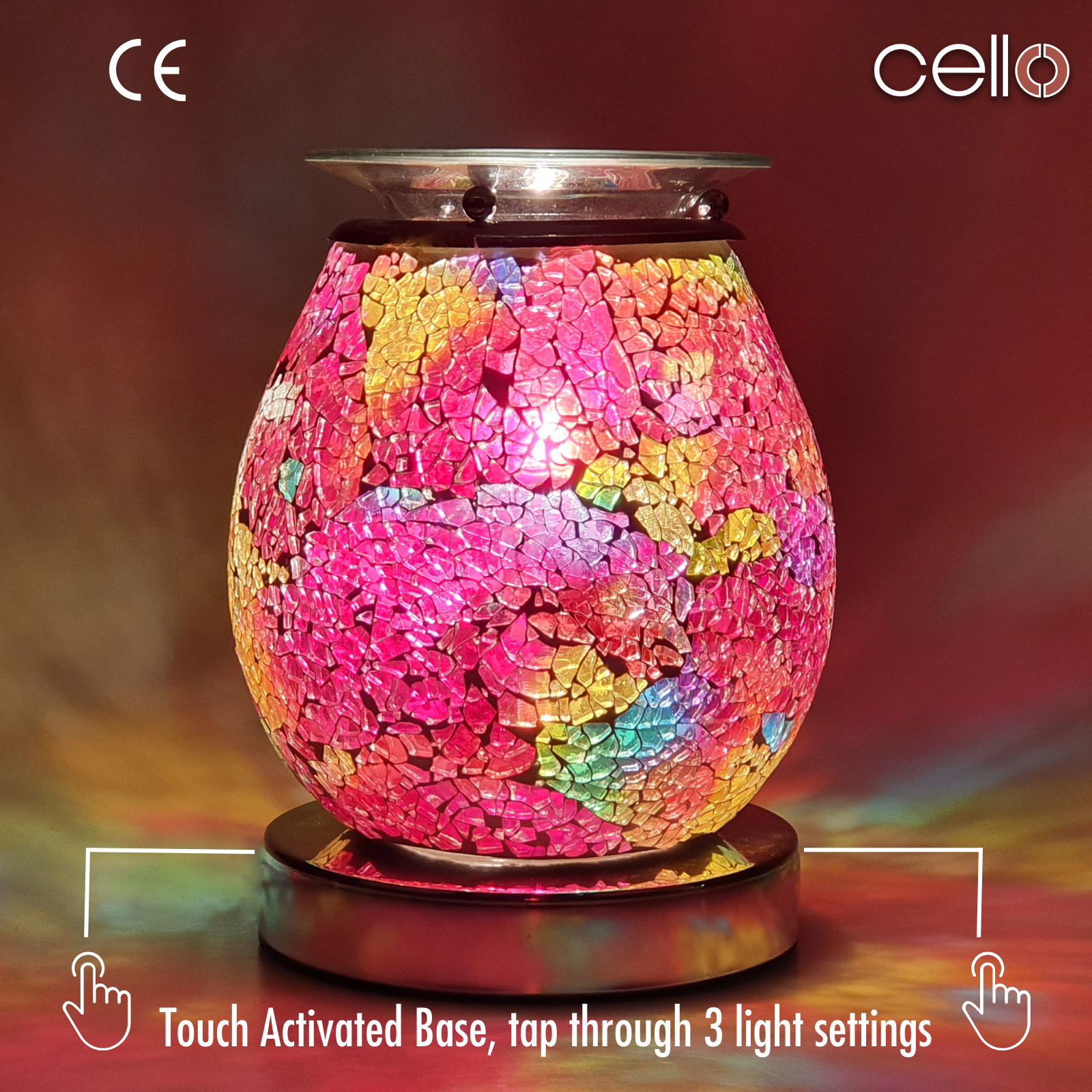 Cello Electric Wax Burner with Touch Control & Mosaic Design - Multi-Color Wax Warmer for Home Aromatherapy, Spa Relaxation, and Gift Giving