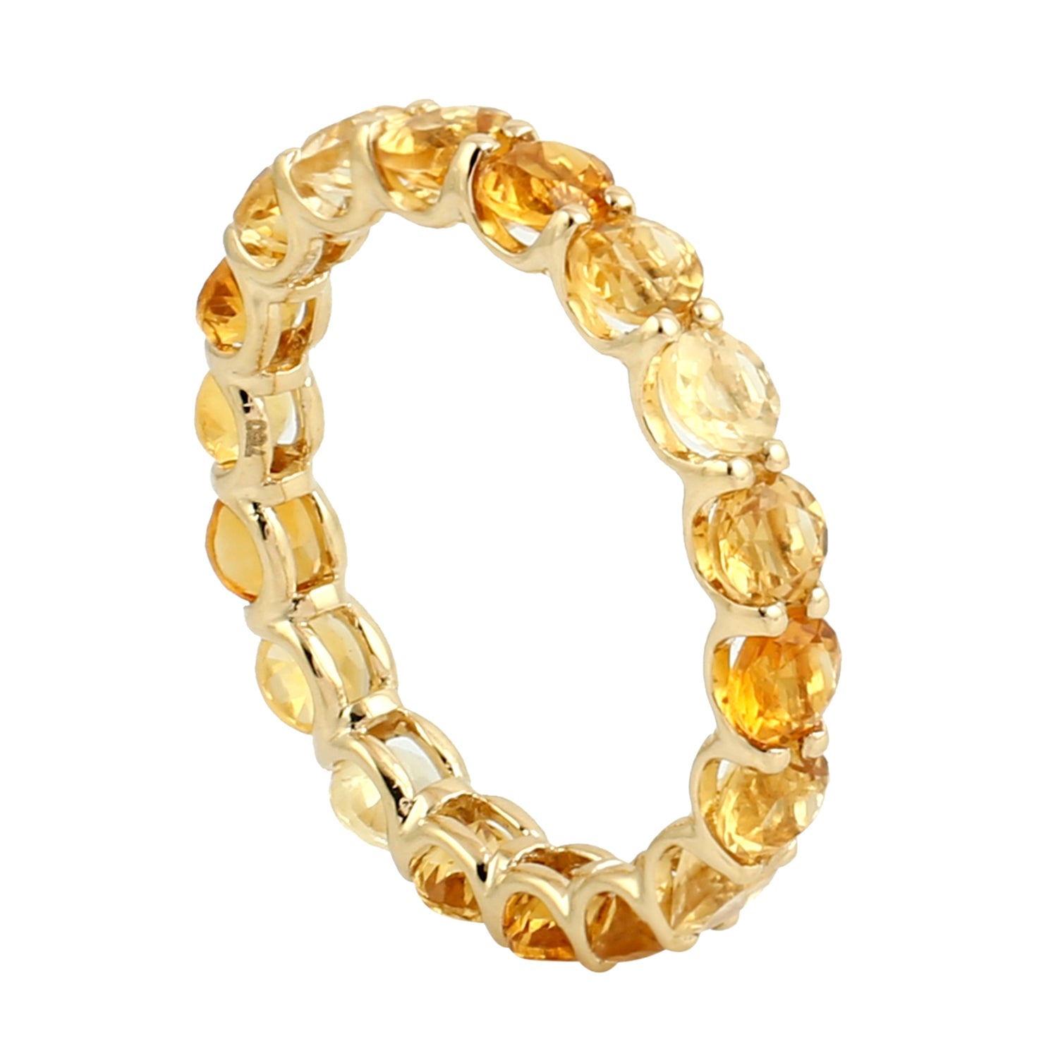 18K Yellow Gold Pave Citrine November Birthstone Ring for Women - Elegant Stackable Band Jewelry Gift for Anniversary, Birthday & Special Occasions