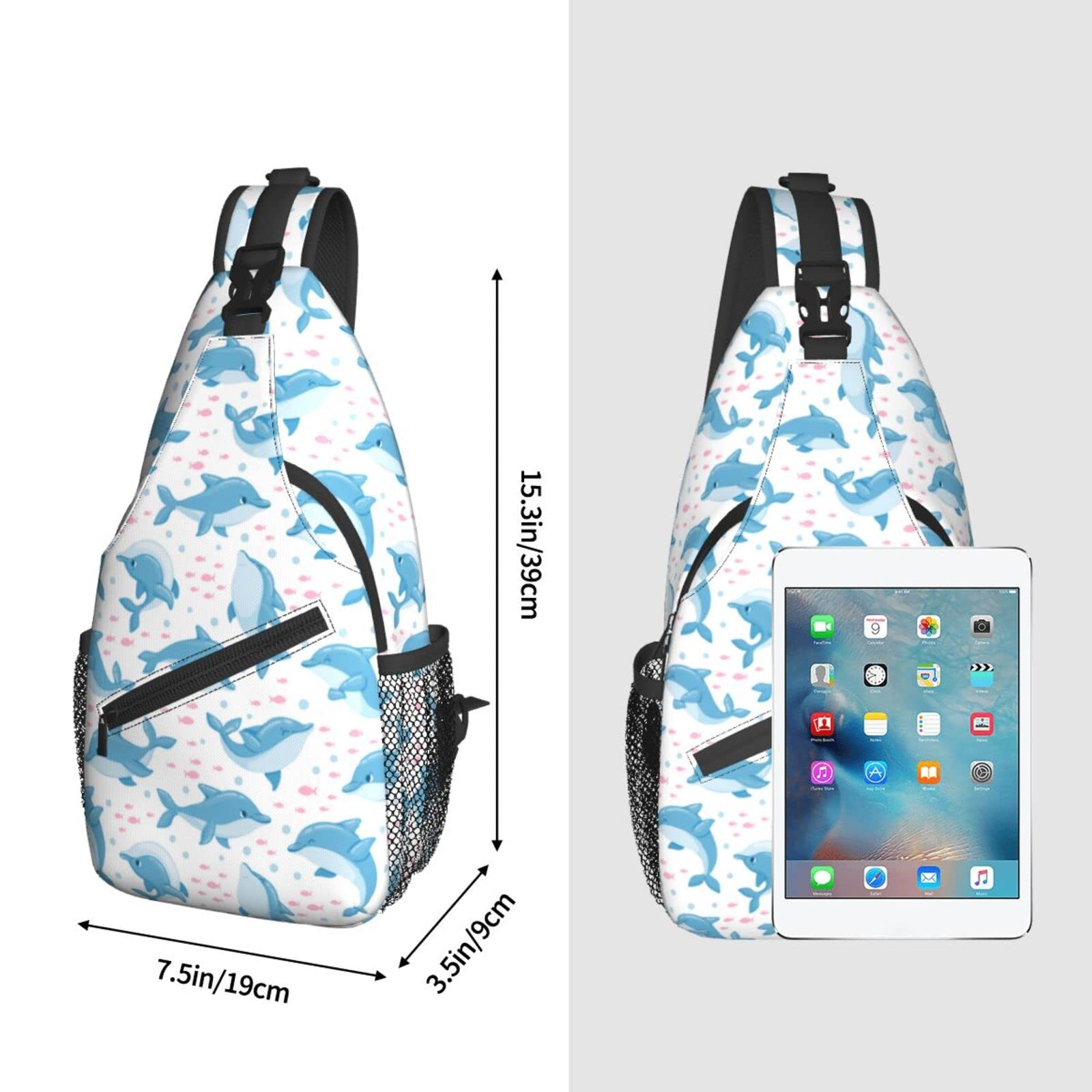 Dolphin Sling Bag - Waterproof Crossbody Chest Backpack for Men & Women - Lightweight Travel Daypack for Hiking, Camping, Picnic & Outdoor Activities - Cute Animal Shoulder Bag Gift Idea