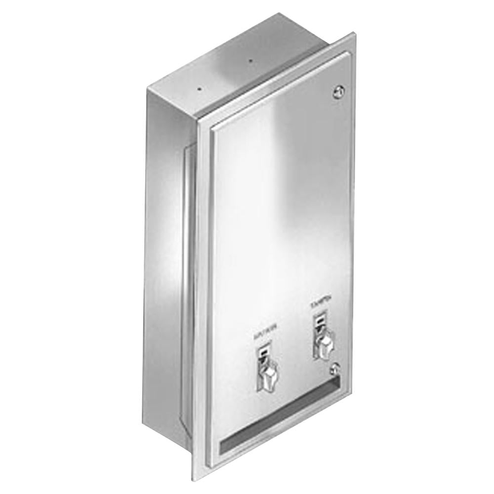 Bradley 401 Standard Sanitary Napkin & Tampon Dispenser - Adjustable Wall Mount Satin Finish for Women's Restrooms, Public Toilets & Commercial Bathrooms