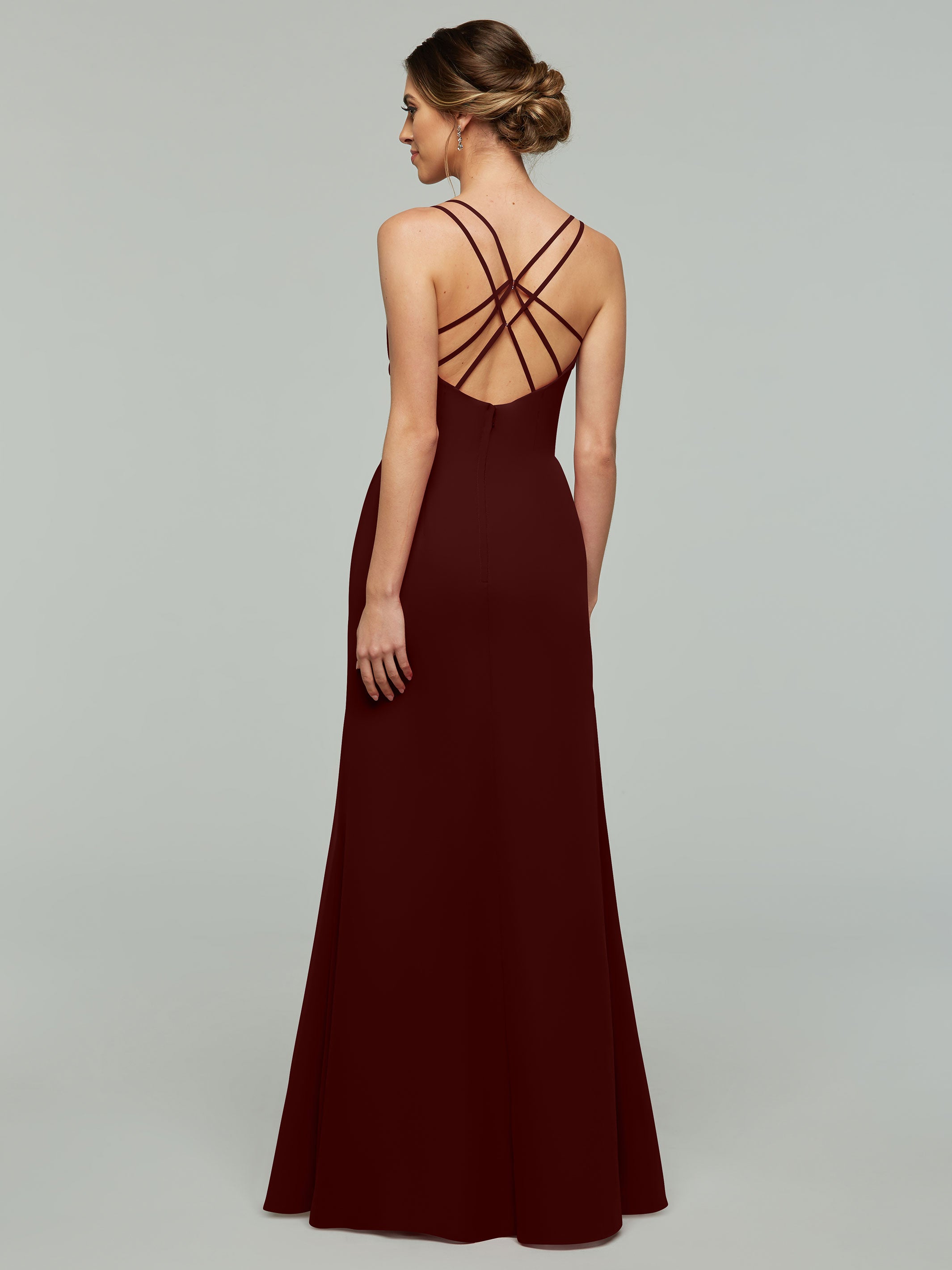 Elegant 80130 Chiffon Sheath Bridesmaid Dress with V-Neck & High Slit - Perfect for Weddings, Formal Events & Evening Parties