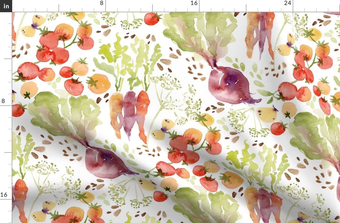 Garden Chartreuse Botanical Vegetable Printed Denim Fabric by The Yard - Heavyweight Cotton Material for DIY Apparel, Home Decor & Upholstery - Perfect for Gardening Aprons, Curtains & Throw Pillows