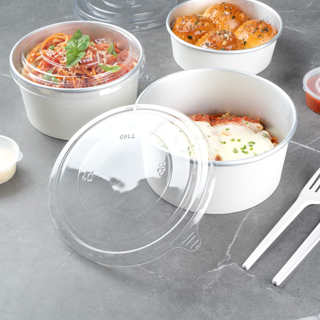 Disposable Clear Plastic Foil Lux Lids for 37oz & 42oz Takeout Containers - 200 Pack Lift Tab Food Container Lids (Containers Sold Separately) | Perfect for Restaurants, Catering & Food Delivery Services