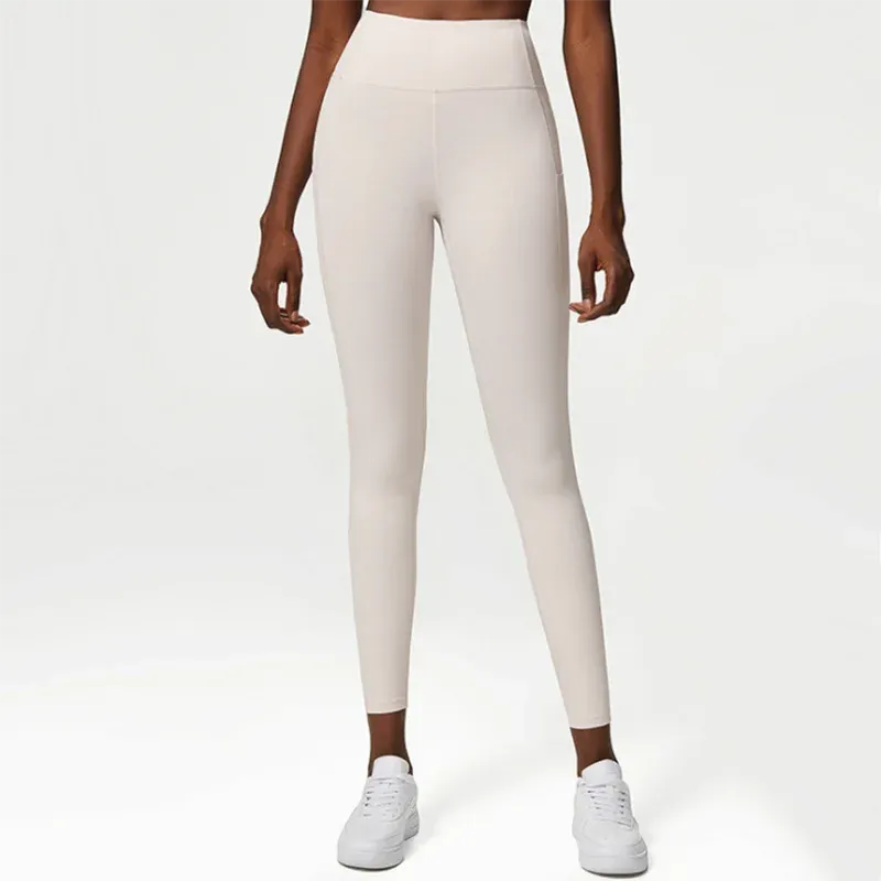 Women's High Waist Yoga Pants with Pockets - Soft Nylon Slim Fit Leggings for Gym, Running & Outdoor Activities - Comfortable Workout Tights for Women