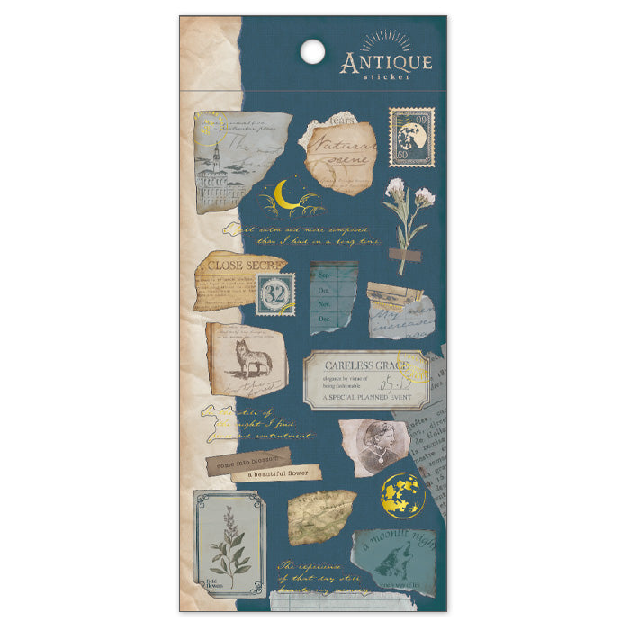 Vintage Antique Sticker Set - Midnight Blue Mind Wave Design for Scrapbooking, Journaling & DIY Crafts | Perfect for Bullet Journals, Planners & Home Decor