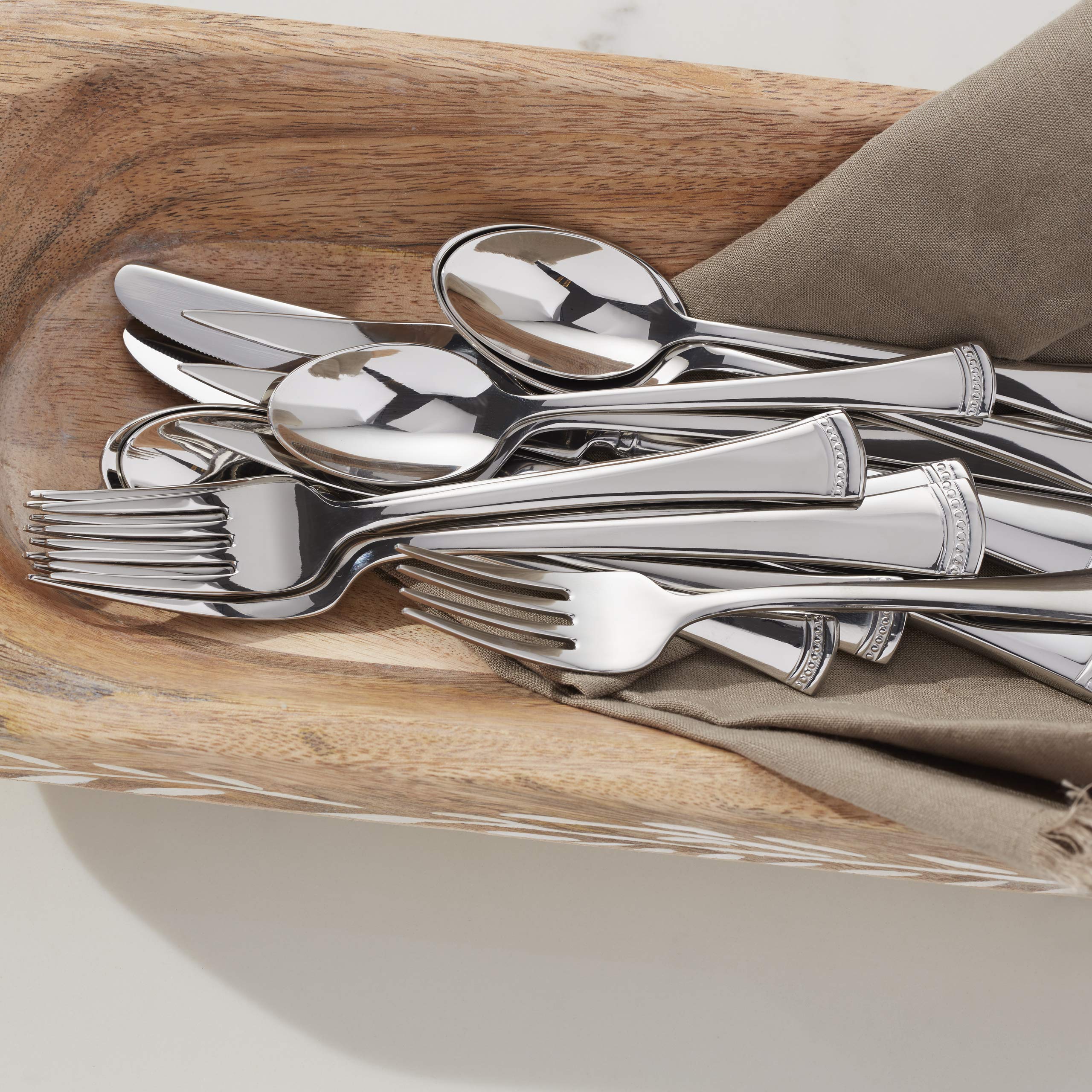 Lenox 815486 Portola 65-Piece Flatware Set - Stainless Steel Cutlery Set for 12, Elegant Dining Utensils for Home, Restaurant & Wedding Use