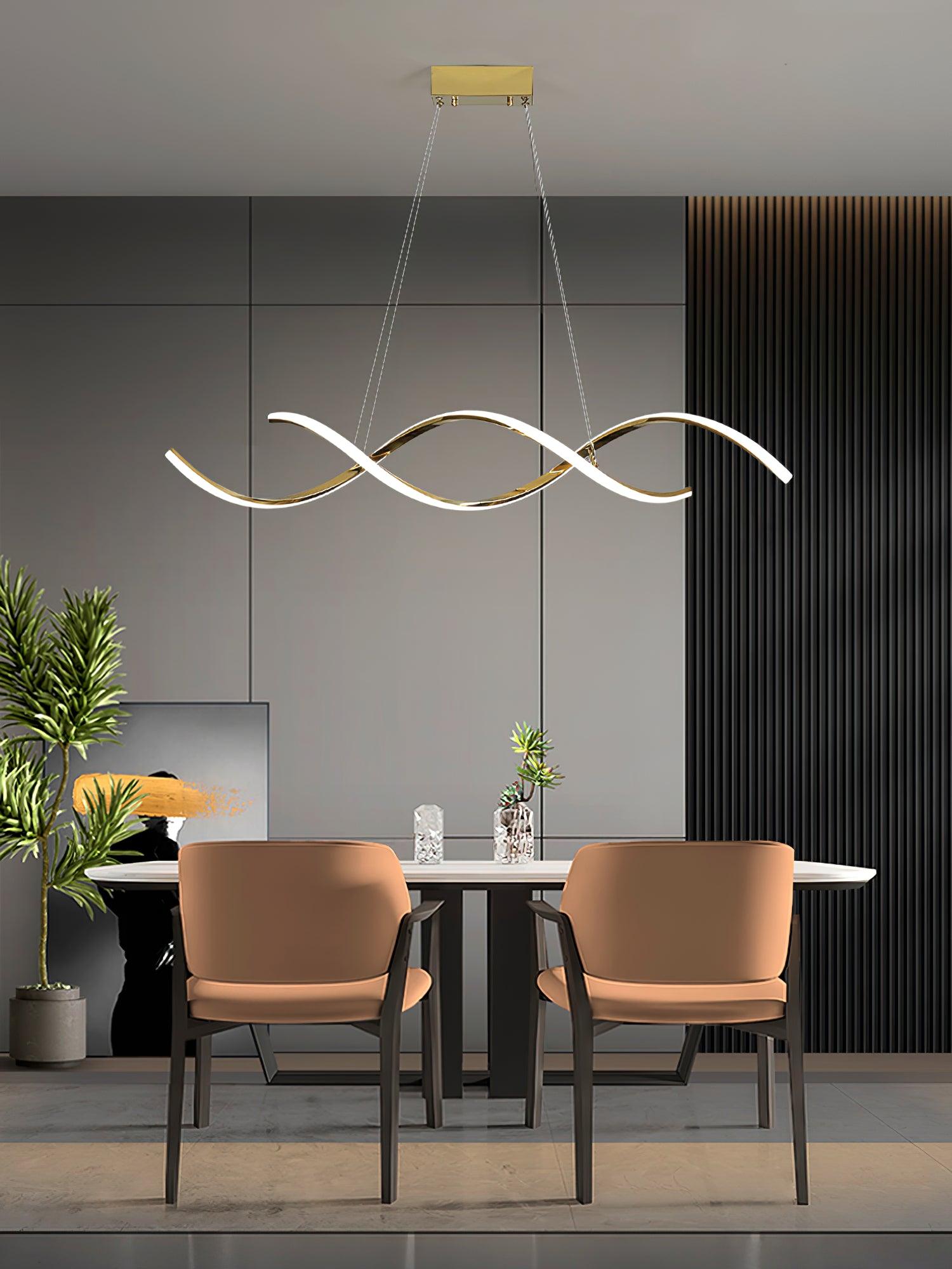 Gentle Waves Pendant Light - Modern Glass Ceiling Light Fixture for Dining Room, Kitchen Island & Bedroom - Elegant Hanging Chandelier Lighting for Home Decor