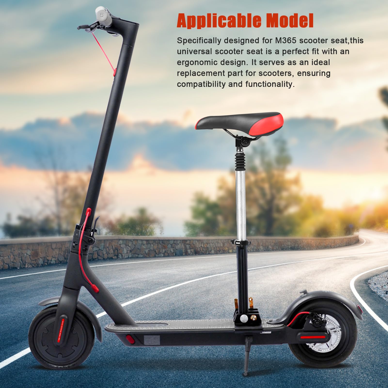 Foldable Electric Scooter Seat with Shock Absorption - Universal Adjustable Replacement for 365 Scooters - Perfect for Commuting, Urban Travel & Last-Mile Transportation