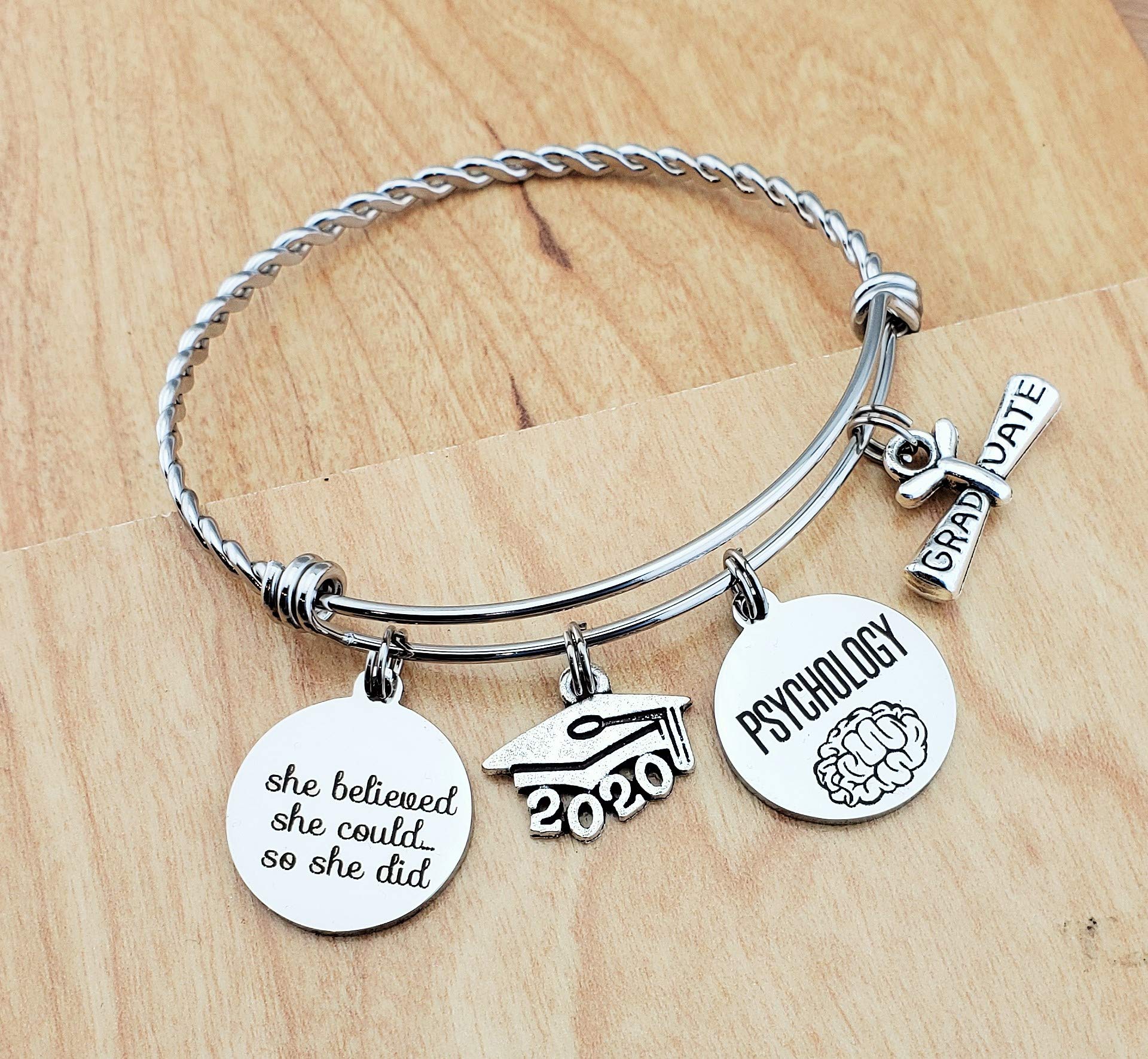 Psychology Graduation Gifts for Her - Inspirational Psychology Graduate Bracelet with Motivational Quote - Perfect Gift for Psychology Students, Therapists & Mental Health Professionals (Ideal for Graduation Ceremonies, Clinical Work & Daily Wear)