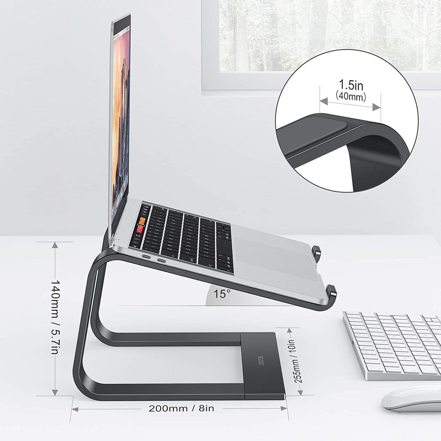 OMOTON Adjustable Aluminum Laptop Stand for Desk - Ergonomic Detachable Laptop Holder Compatible with MacBook Air/Pro, Dell, HP, Lenovo (11-16 Inch) - Perfect for Home Office, Gaming & Workstation Setup - Black