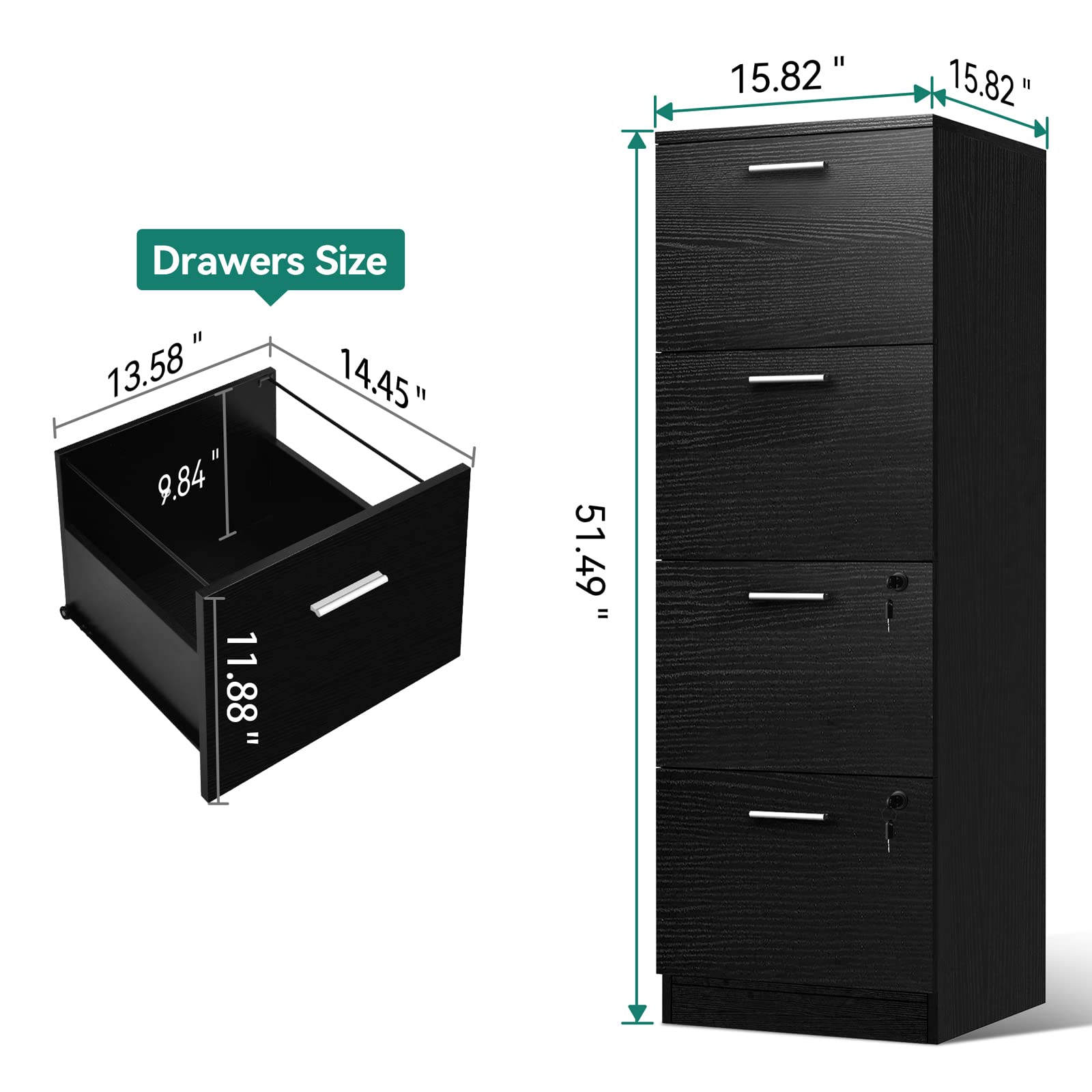 YITAHOME 4-Drawer File Cabinet with Lock - 15.86