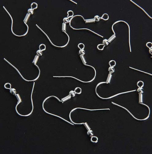 100PCS Silver Ball & Coil Earring Hooks - Hypoallergenic Metal Fish Earwires for DIY Jewelry Making - Perfect for Handmade Earrings, Craft Projects & Gift Packaging