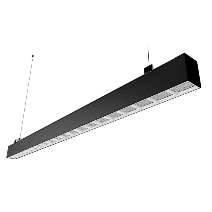 45W 2330mm Linear LED Light with Louvre Lens - Black, 3000K Warm White for Home, Office, and Commercial Lighting