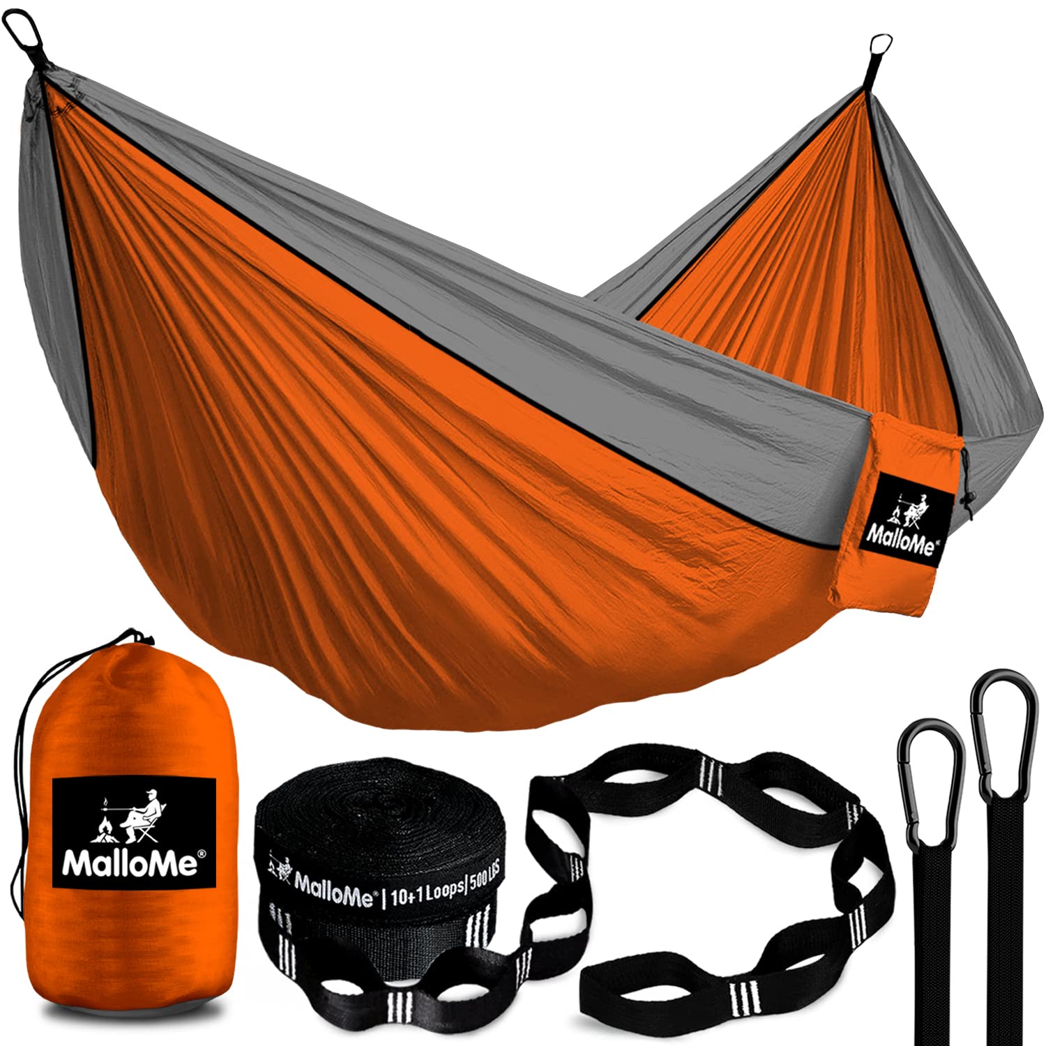 **MalloMe Portable Camping Hammock for Adults & Kids - Heavy Duty Double/Single Outdoor Hammock with Tree Straps - Perfect for Backpacking, Travel, Beach & Backyard Relaxation**