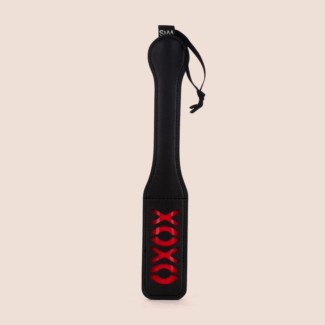 Sex & Mischief Vinyl Spanking Paddle with XOXO Design - Perfect for BDSM, Roleplay & Couples Play - Leaves a Playful XOXO Mark